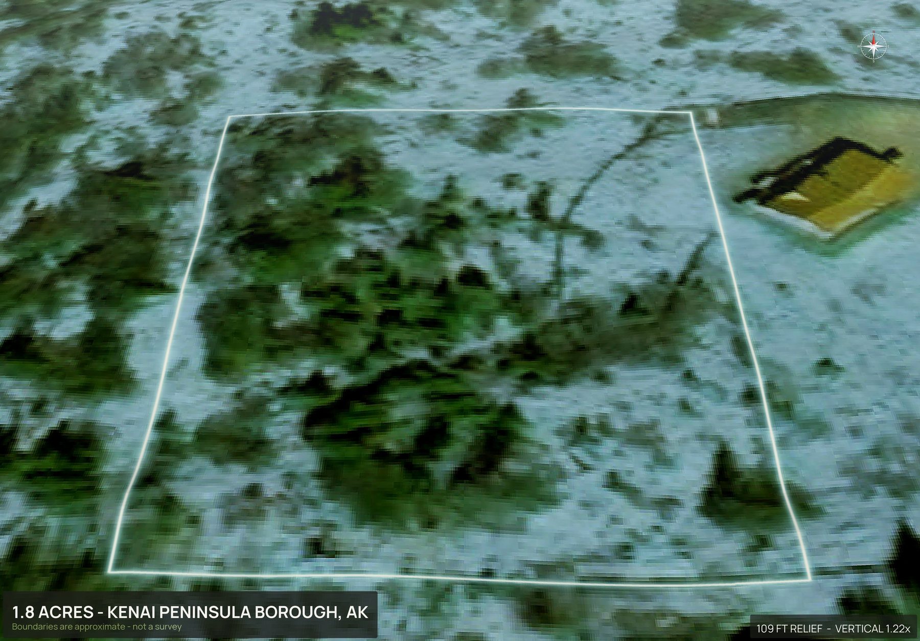 3D from the south of an Alaska land parcel