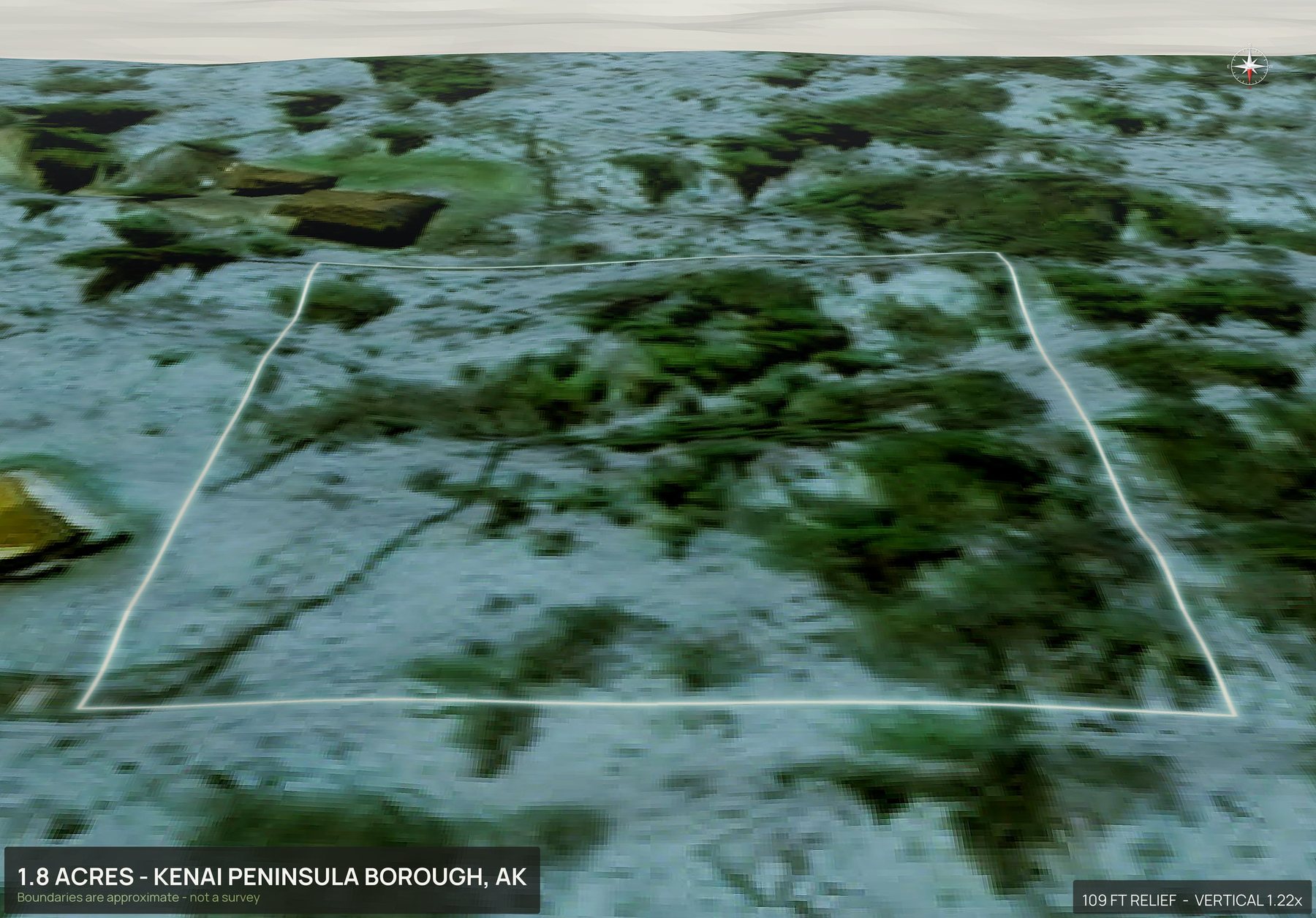 3D from the north of an Alaska land parcel