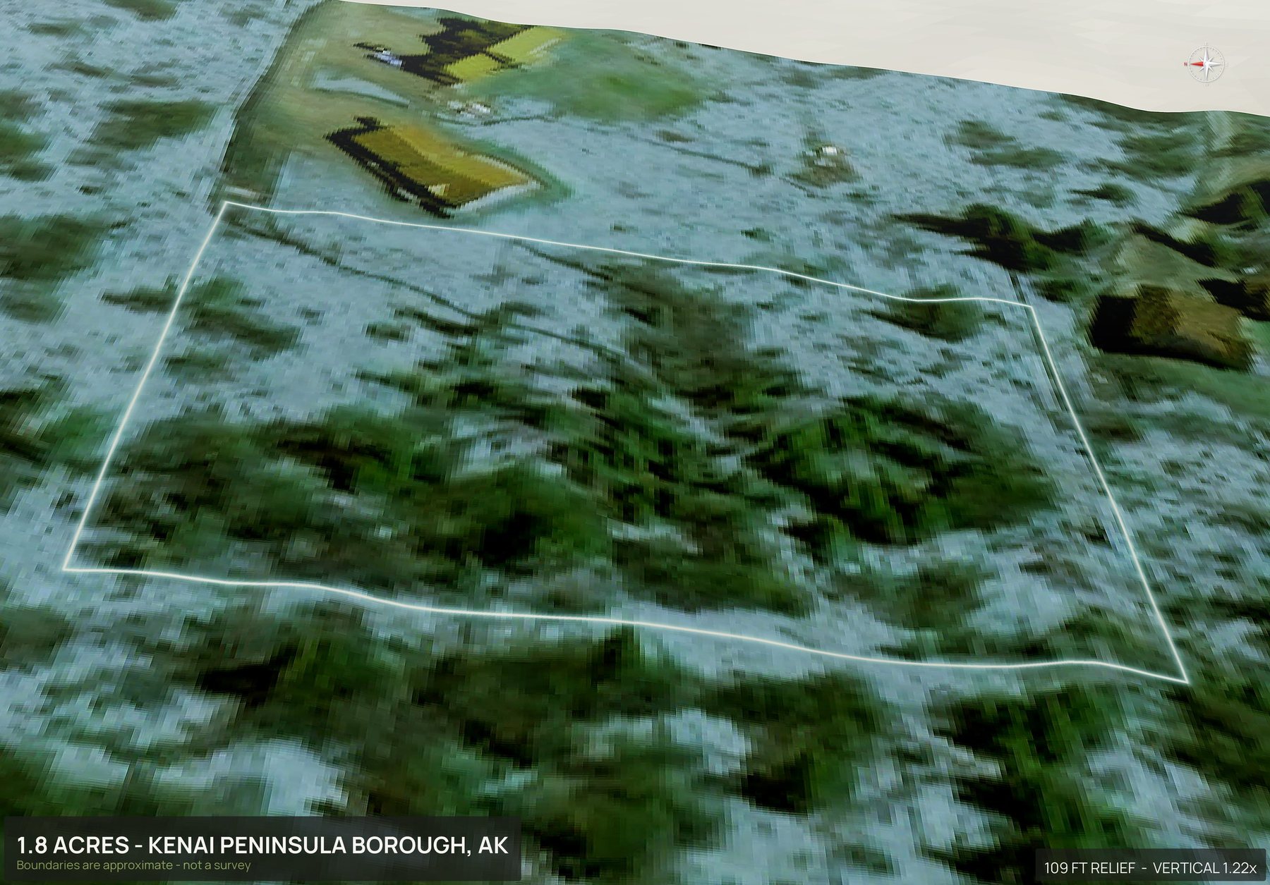 3D from the west of an Alaska land parcel