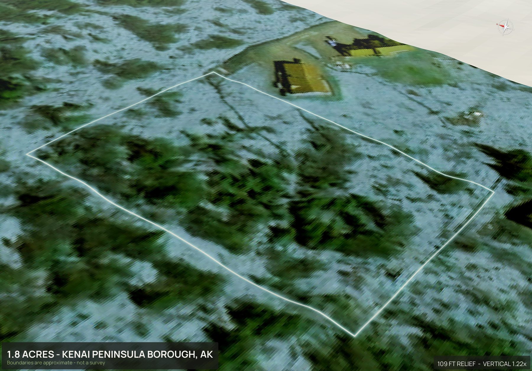 Road frontage of an Alaska land parcel