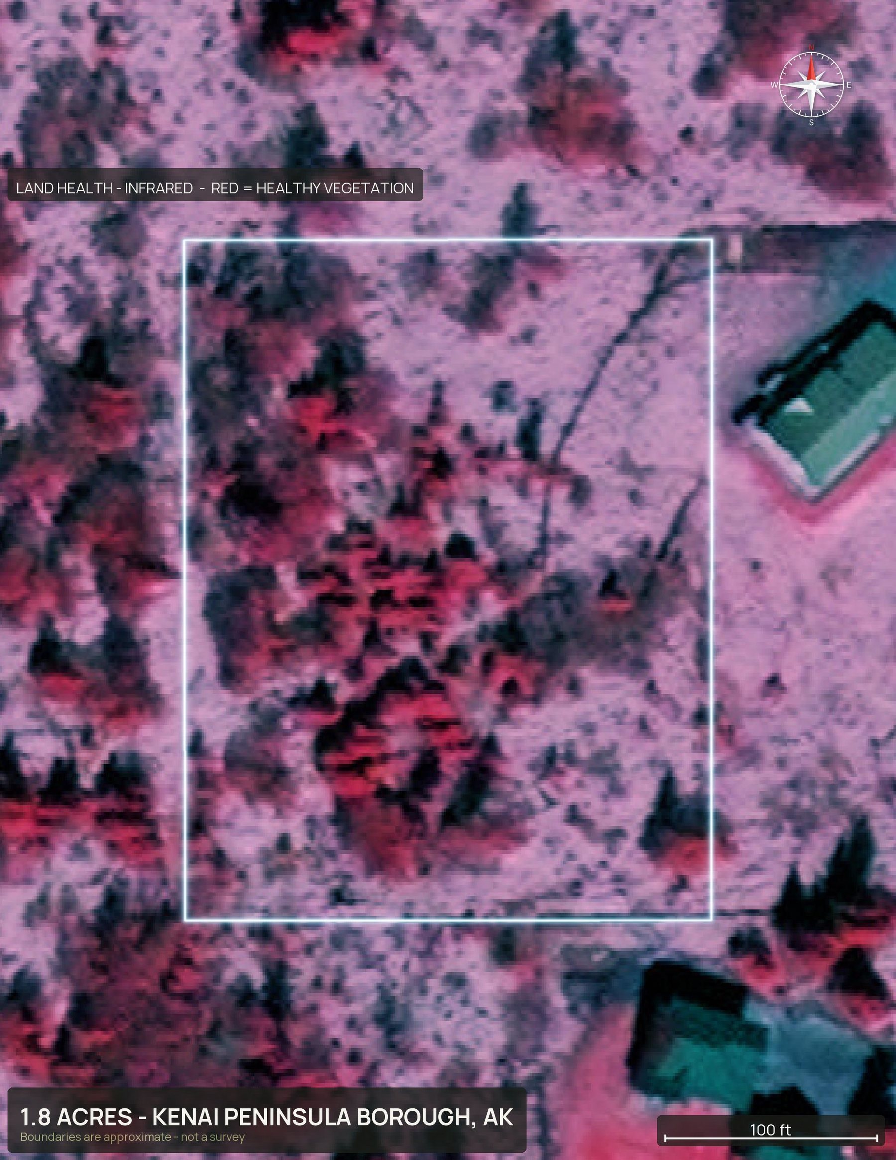 Land health, infrared of an Alaska land parcel