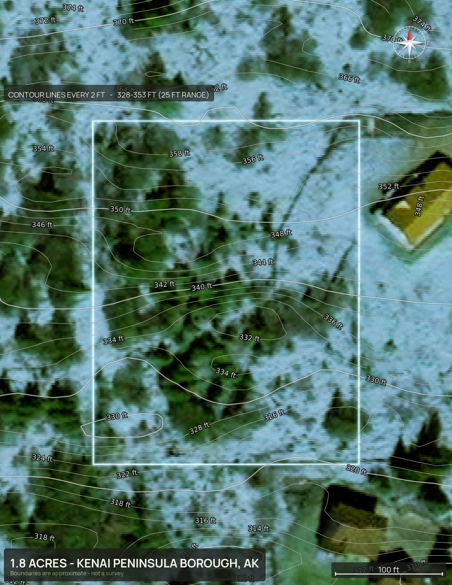 Contour map of an Alaska land parcel showing elevation relief