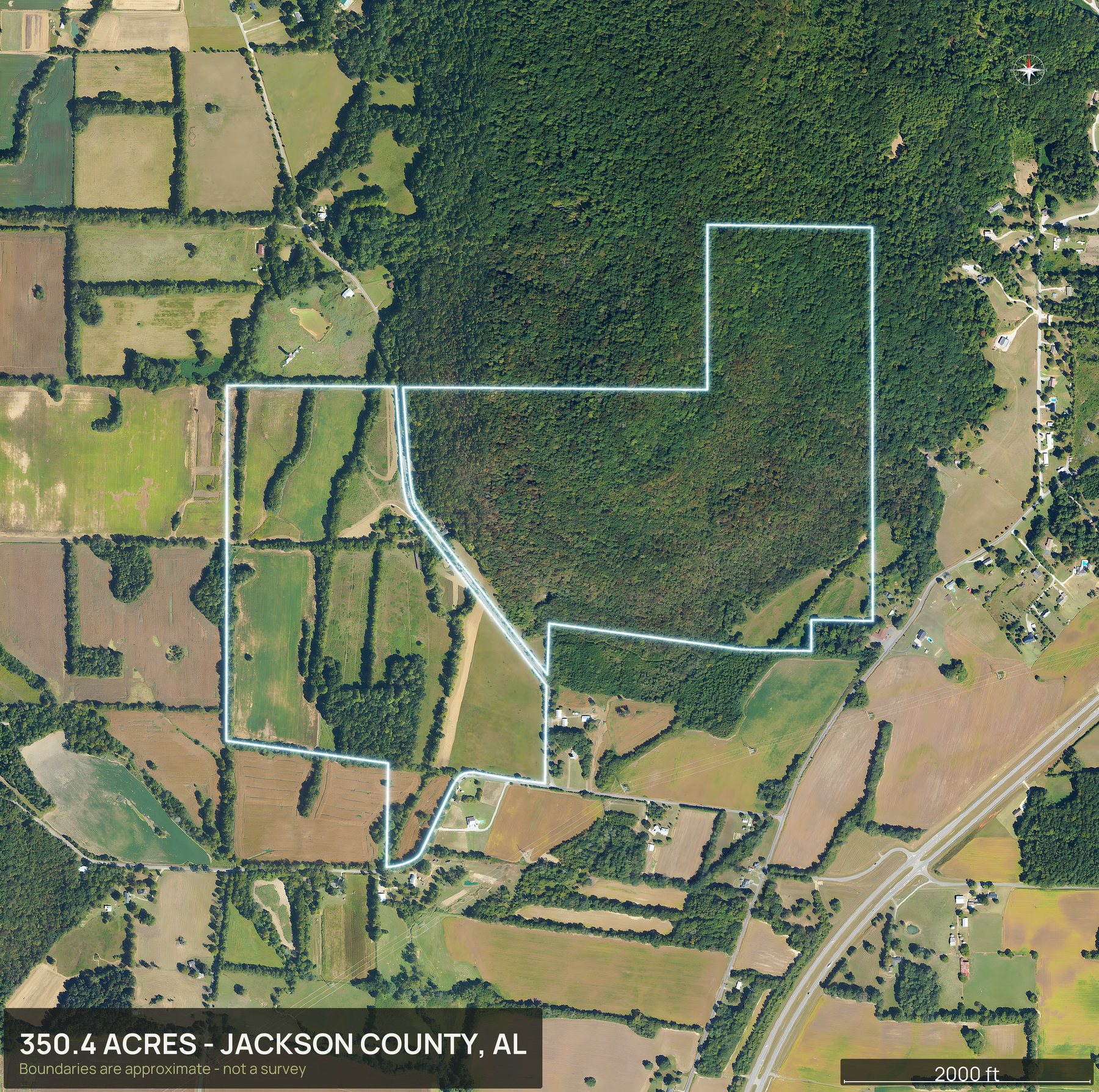 Boundary top-down of an Alabama land parcel