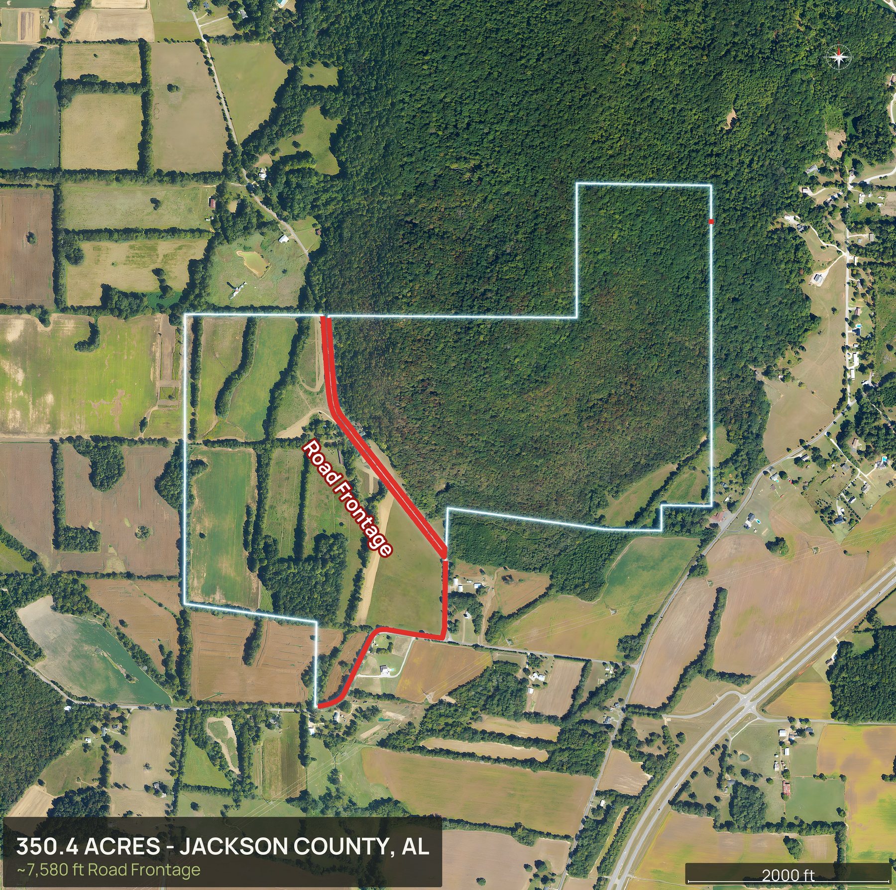 Access and frontage marked of an Alabama land parcel