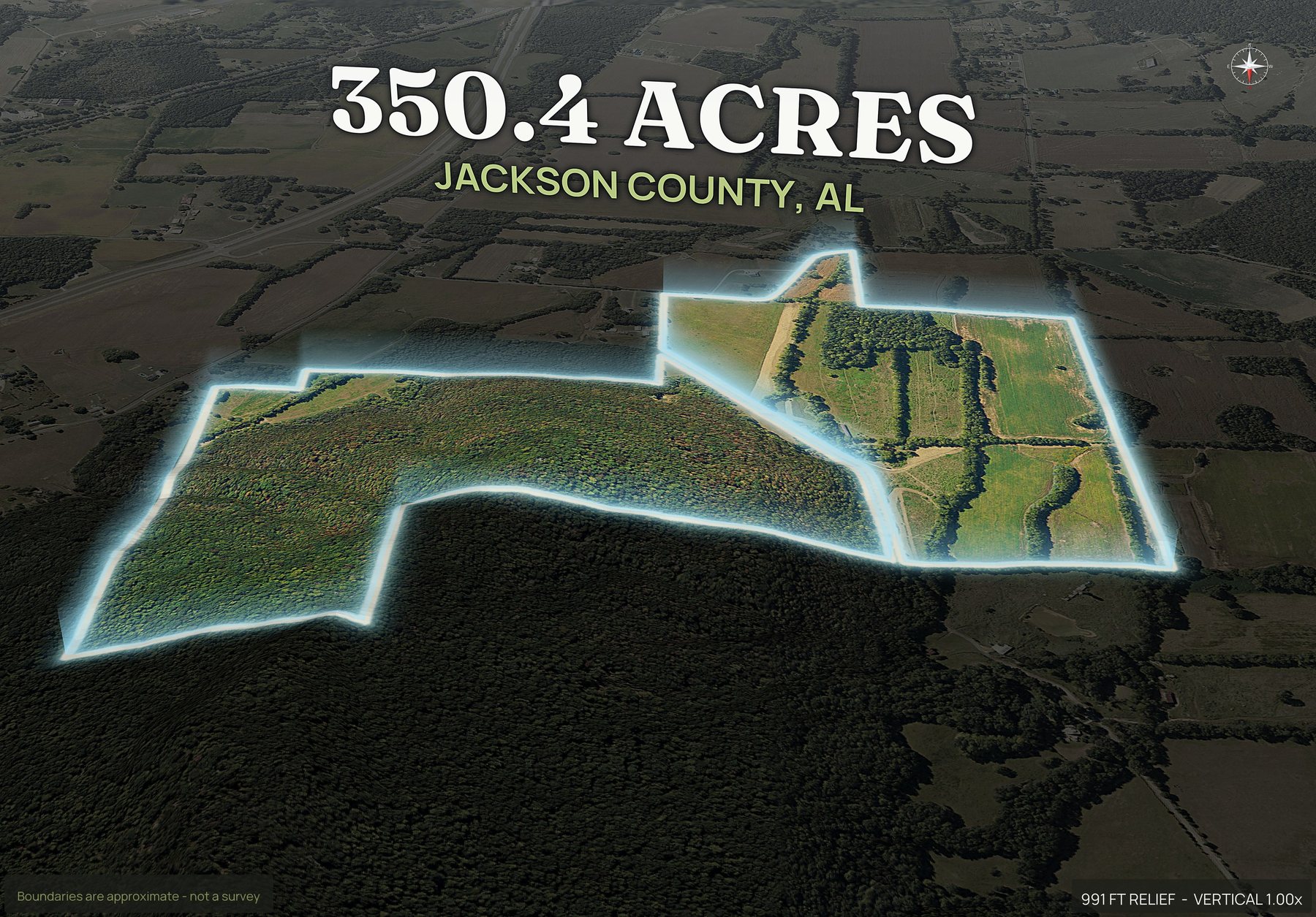 Spotlight, north of an Alabama land parcel