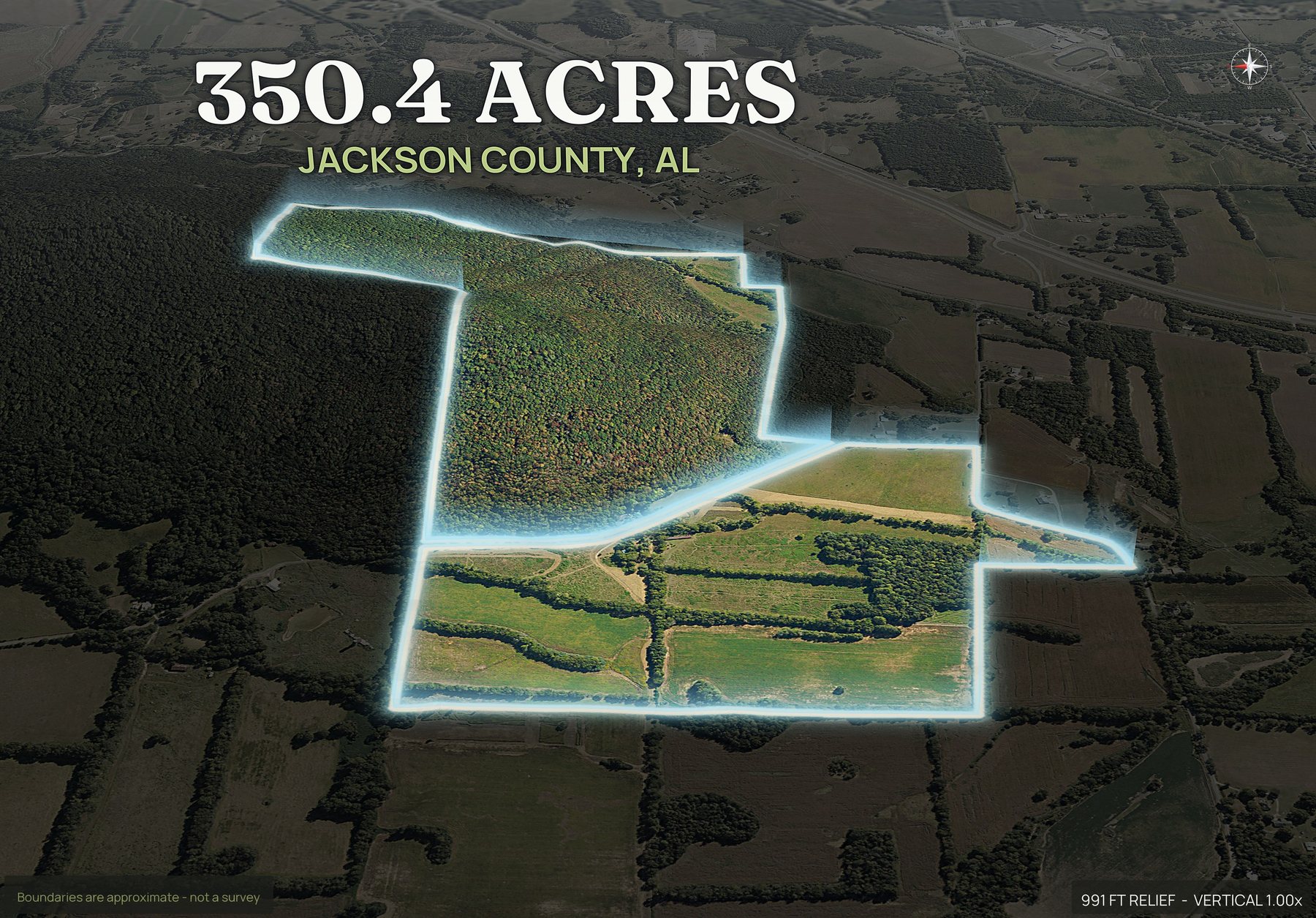 Spotlight, west of an Alabama land parcel