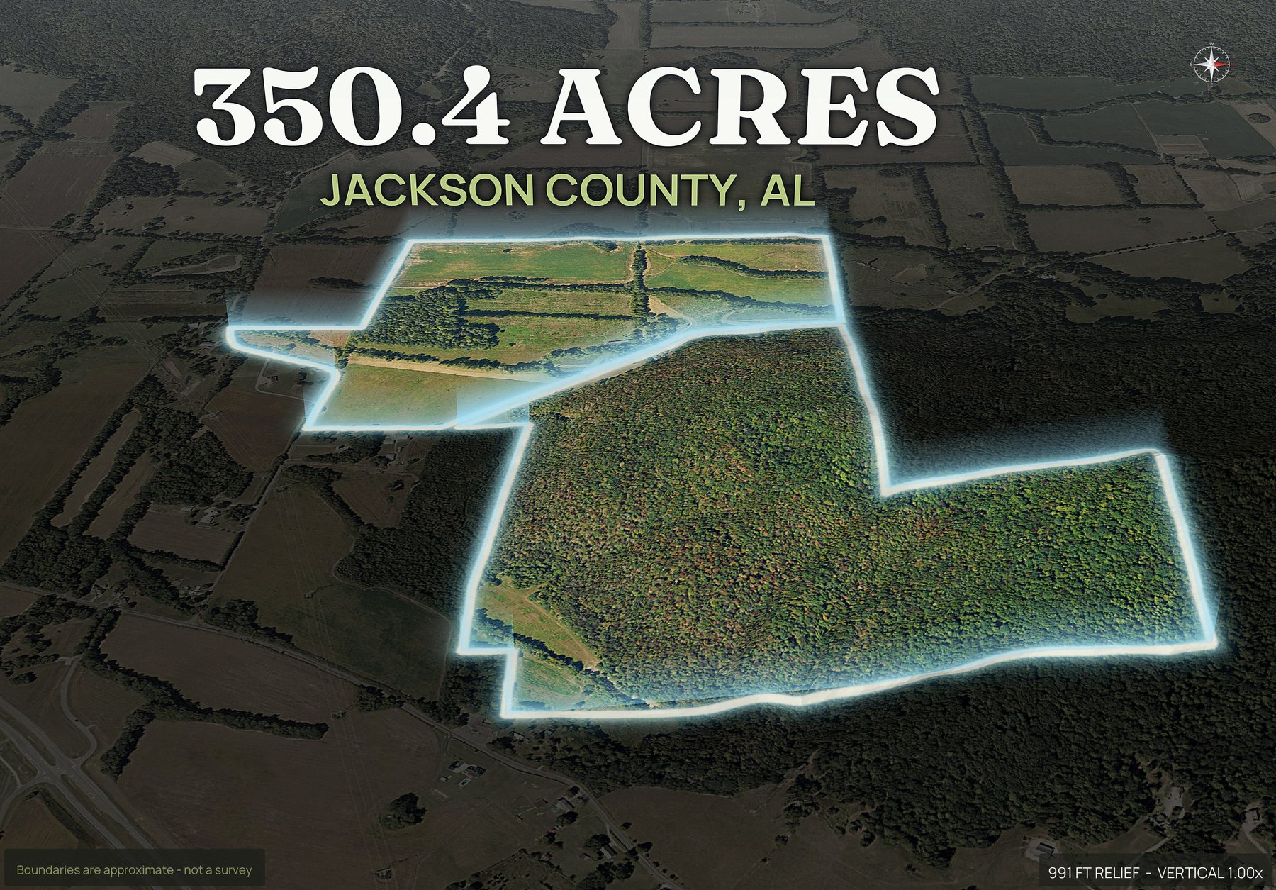 Spotlight, east of an Alabama land parcel