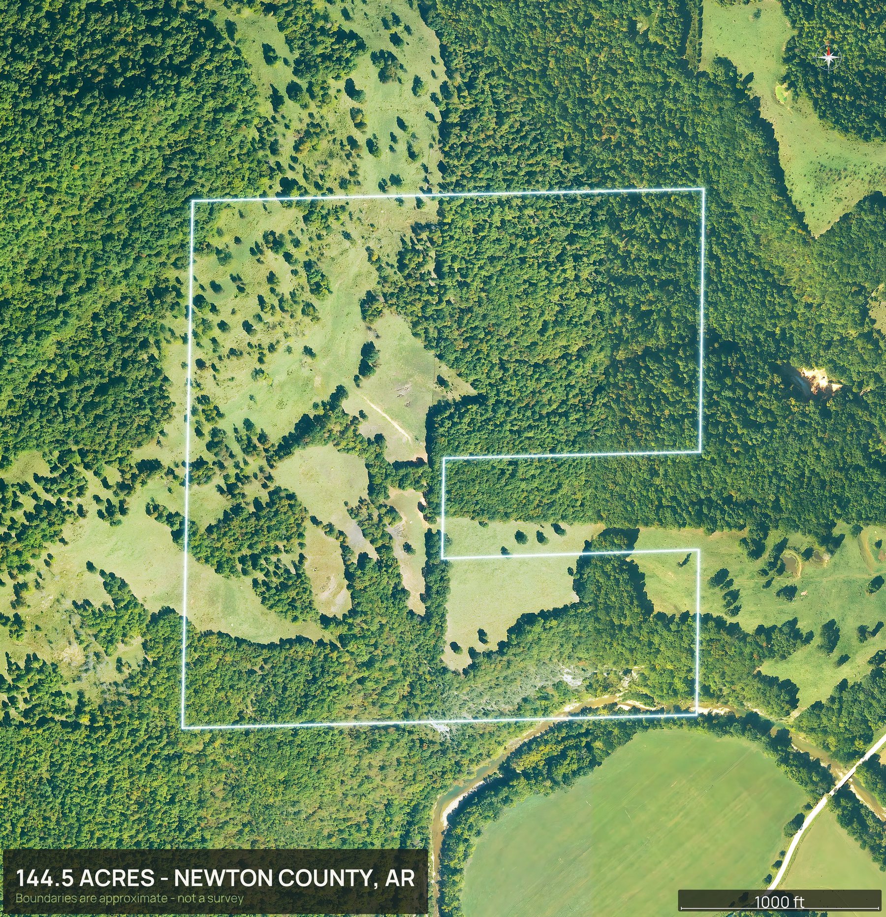 Boundary top-down of an Arkansas land parcel