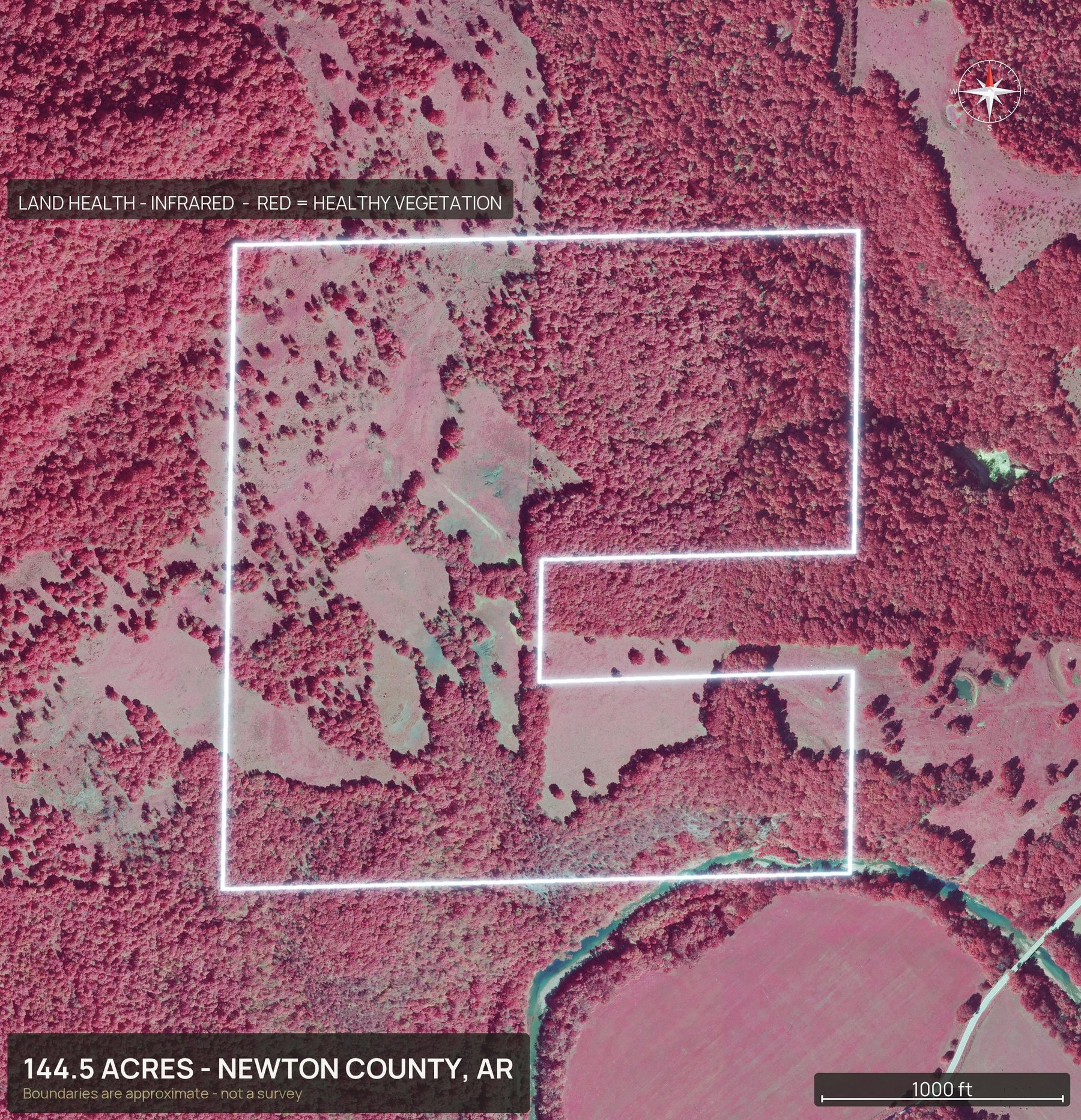 Land health, infrared of an Arkansas land parcel