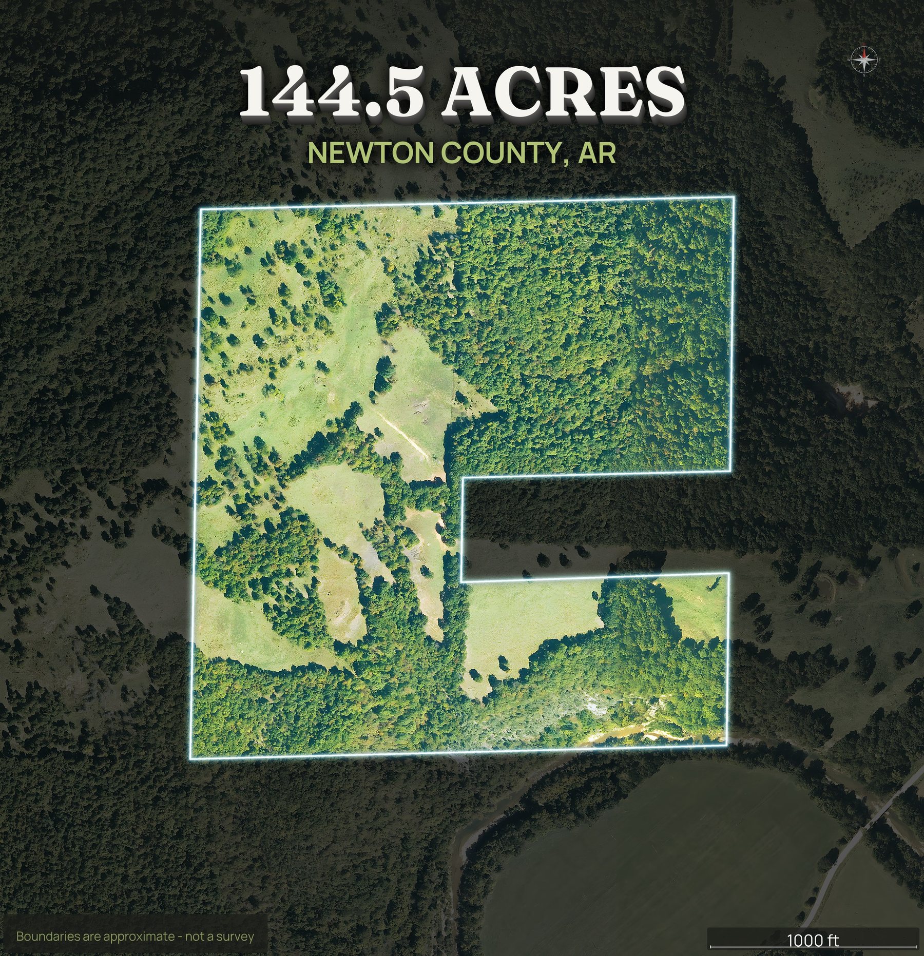 Spotlight top-down of an Arkansas land parcel