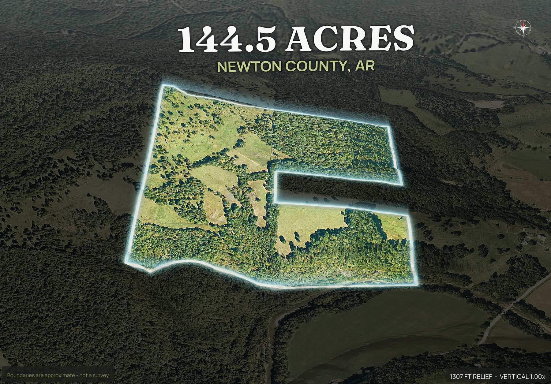 Spotlight, south of an Arkansas land parcel