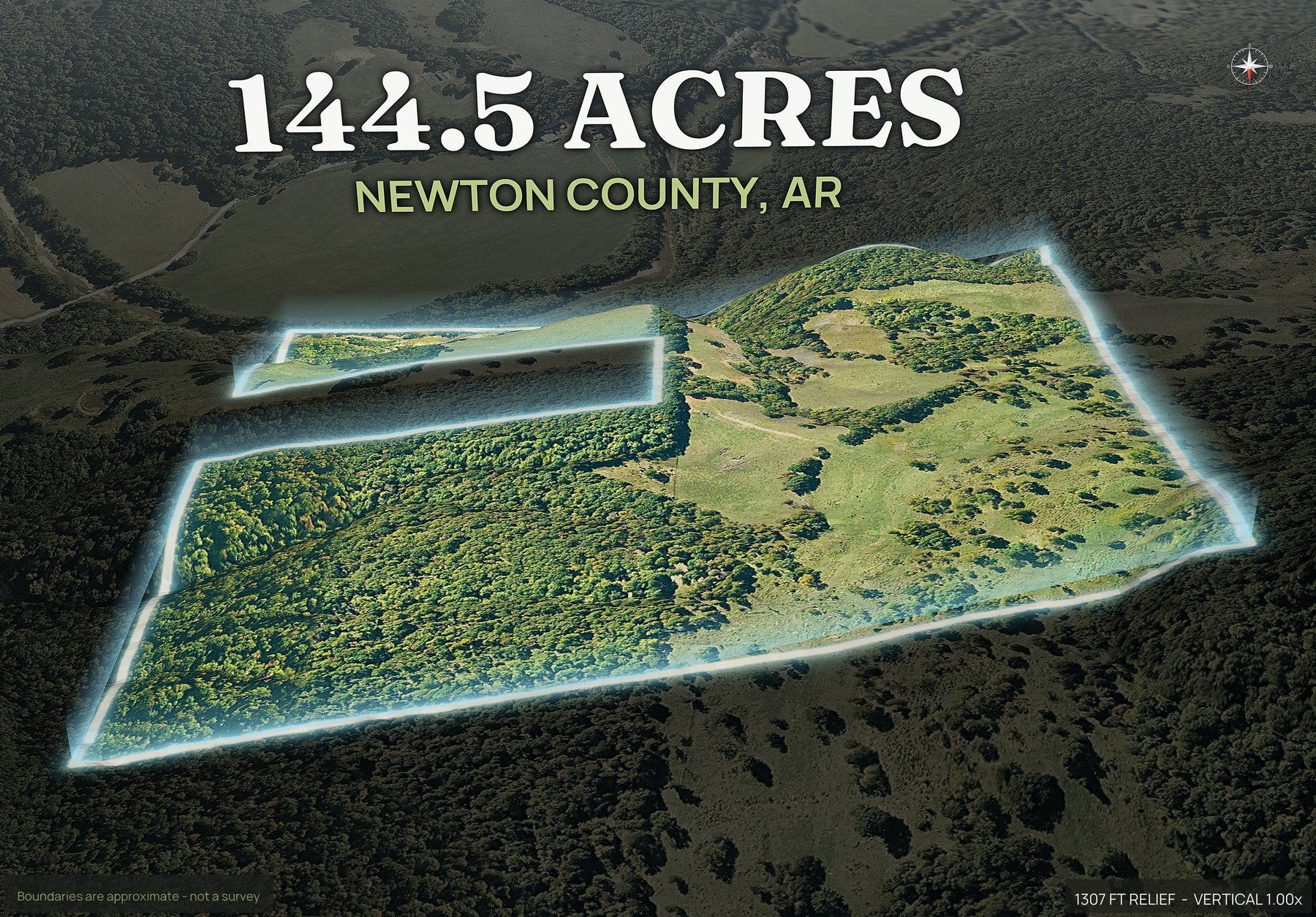 Spotlight, north of an Arkansas land parcel