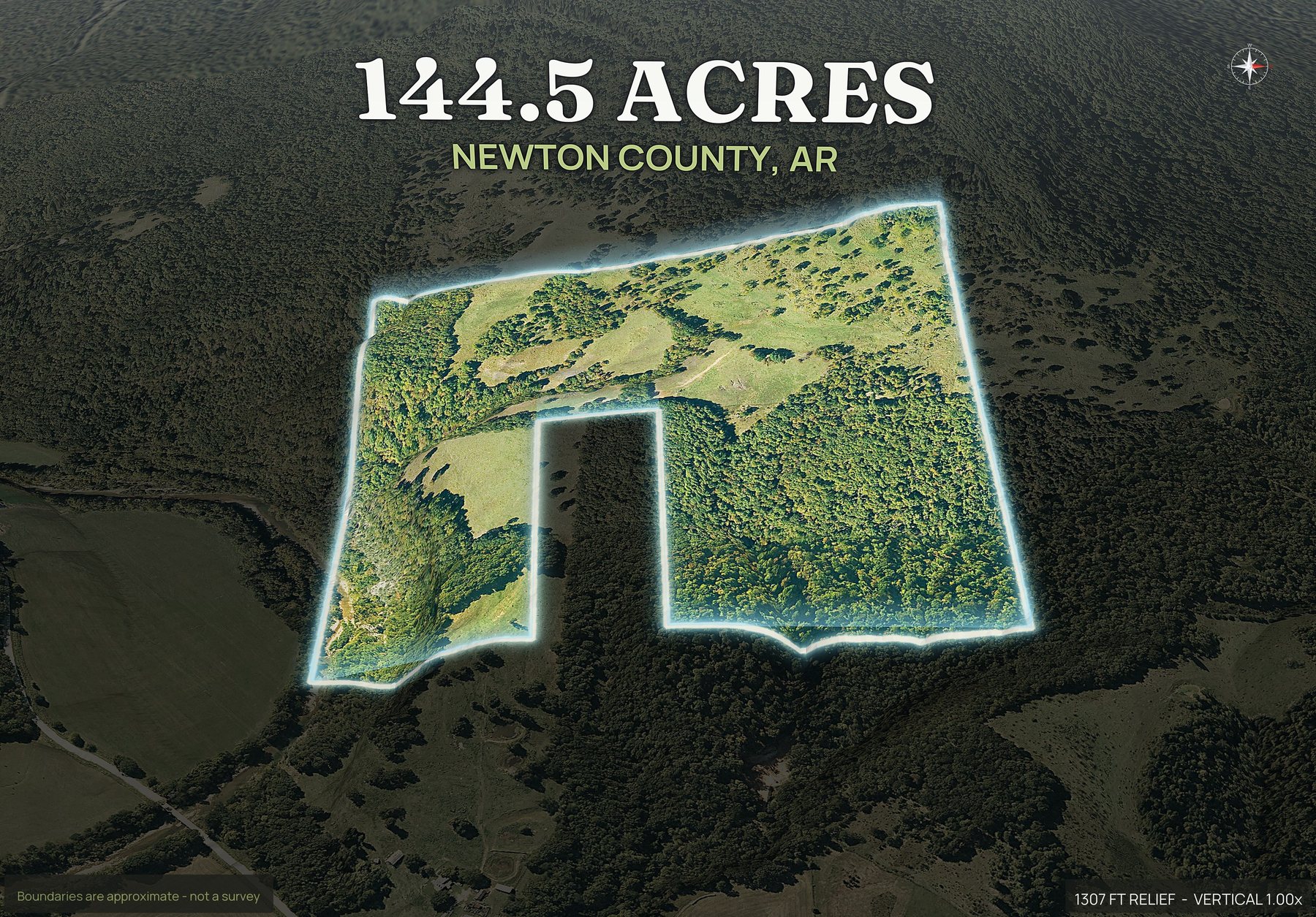 Spotlight, east of an Arkansas land parcel