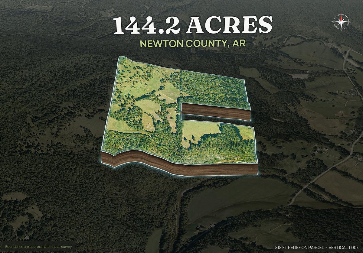 Pop-out of an Arkansas land parcel lifted out of the ground with dirt walls