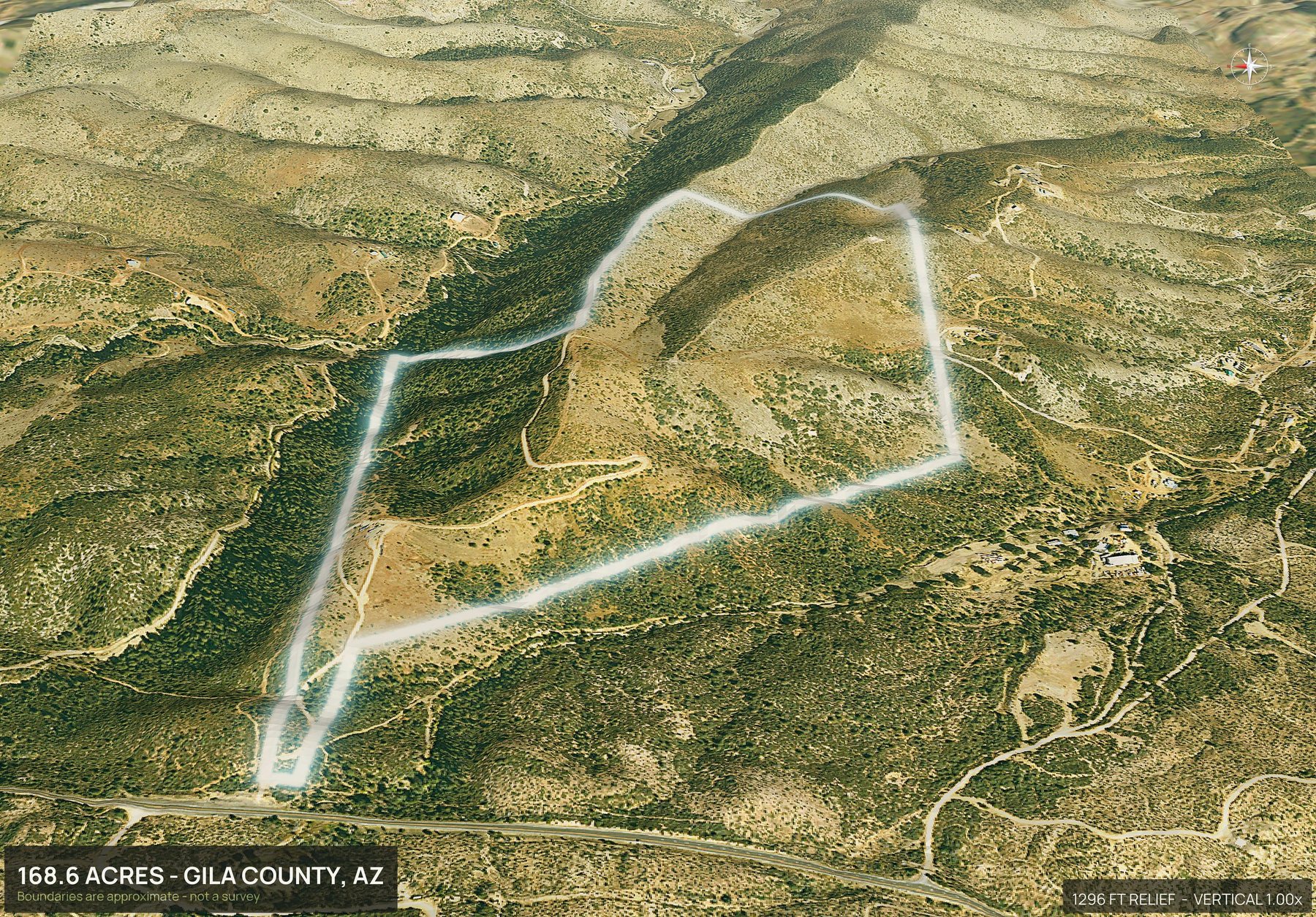 3D from the west of an Arizona land parcel