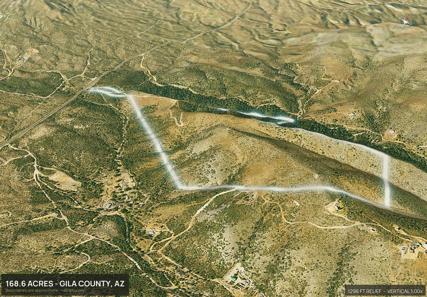 Road frontage of an Arizona land parcel