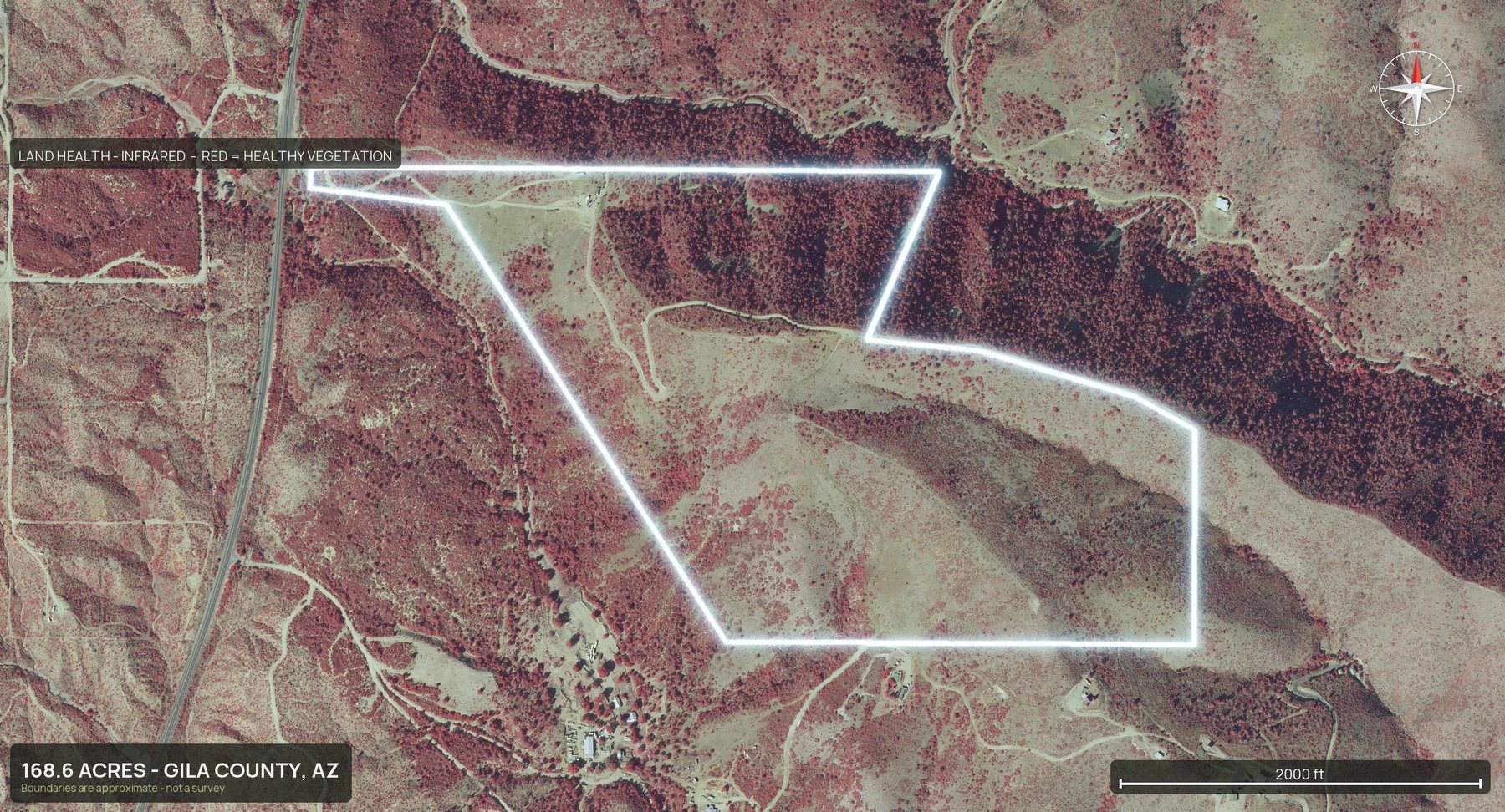 Land health, infrared of an Arizona land parcel