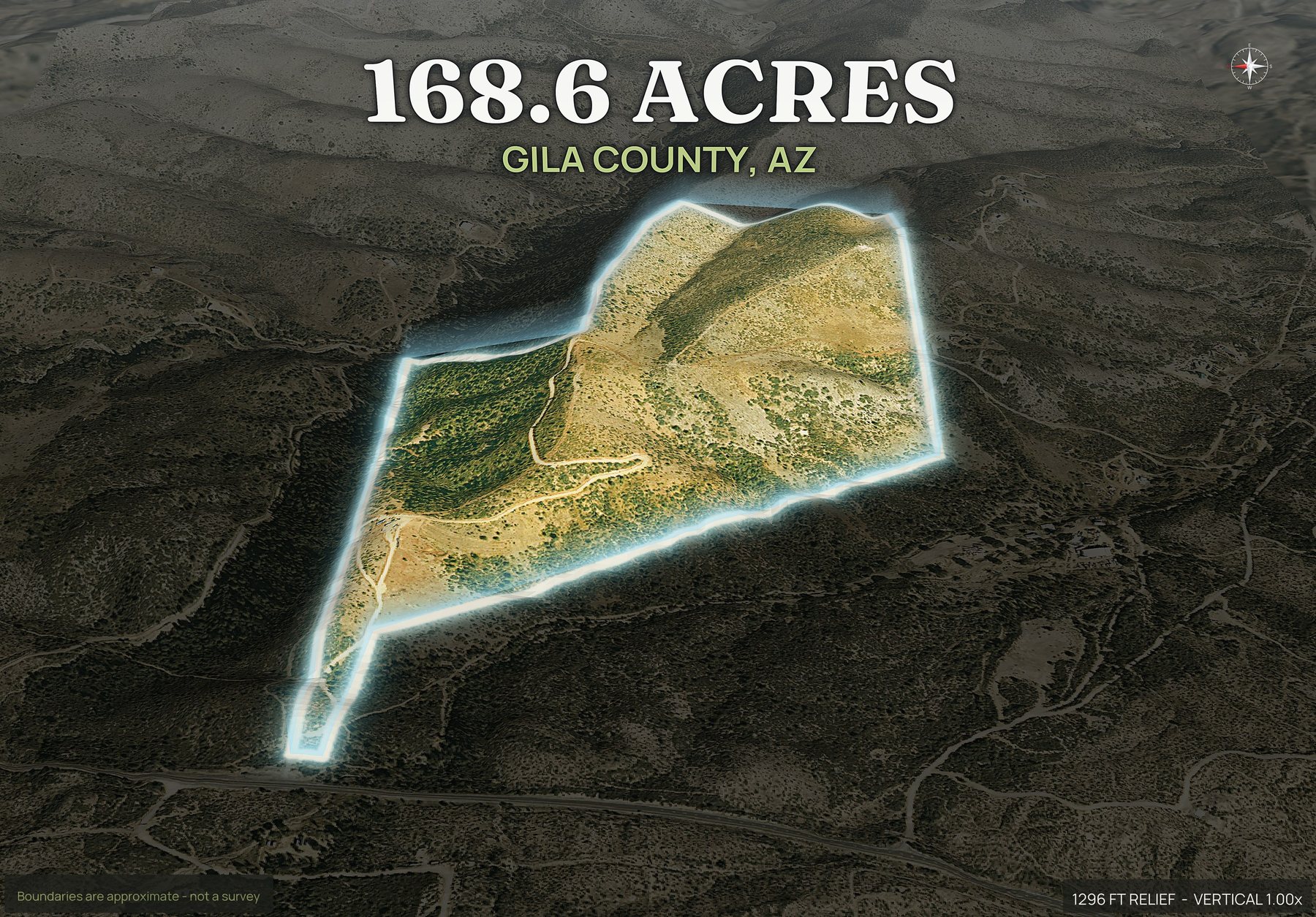 Spotlight, west of an Arizona land parcel