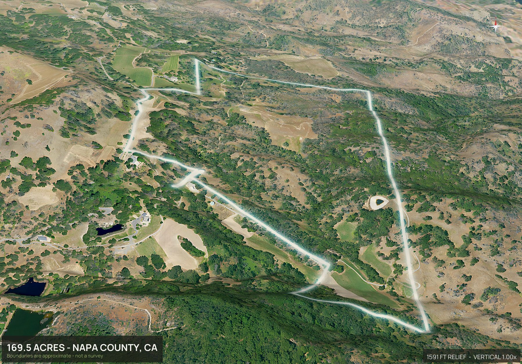 3D from the south of a California land parcel