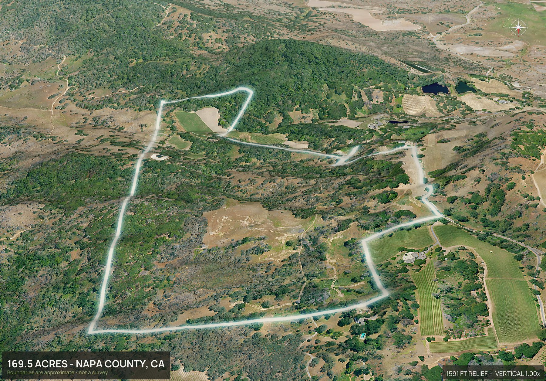 3D from the north of a California land parcel