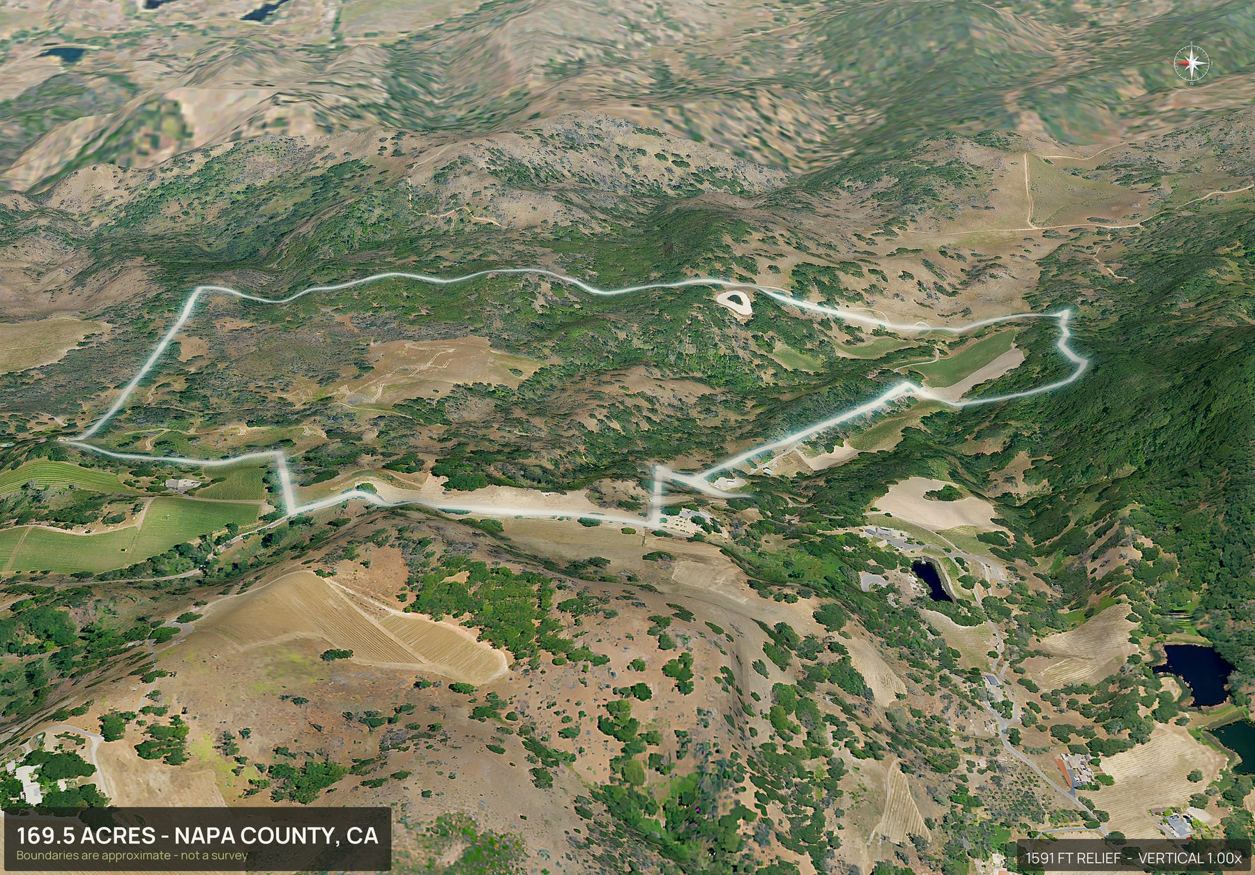 3D from the west of a California land parcel