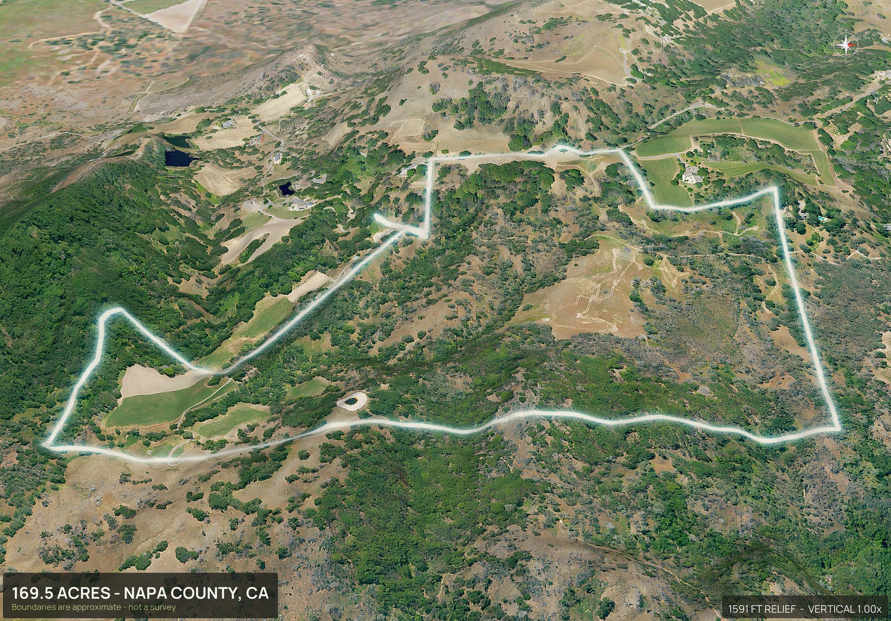 3D from the east of a California land parcel