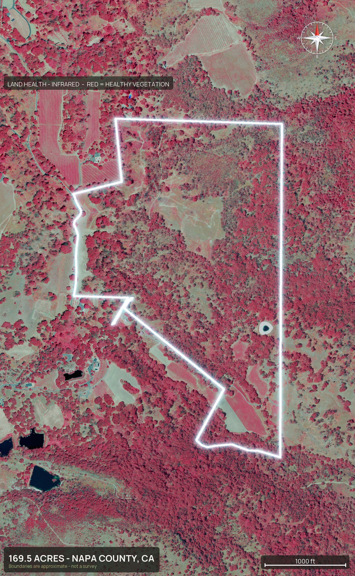Land health, infrared of a California land parcel