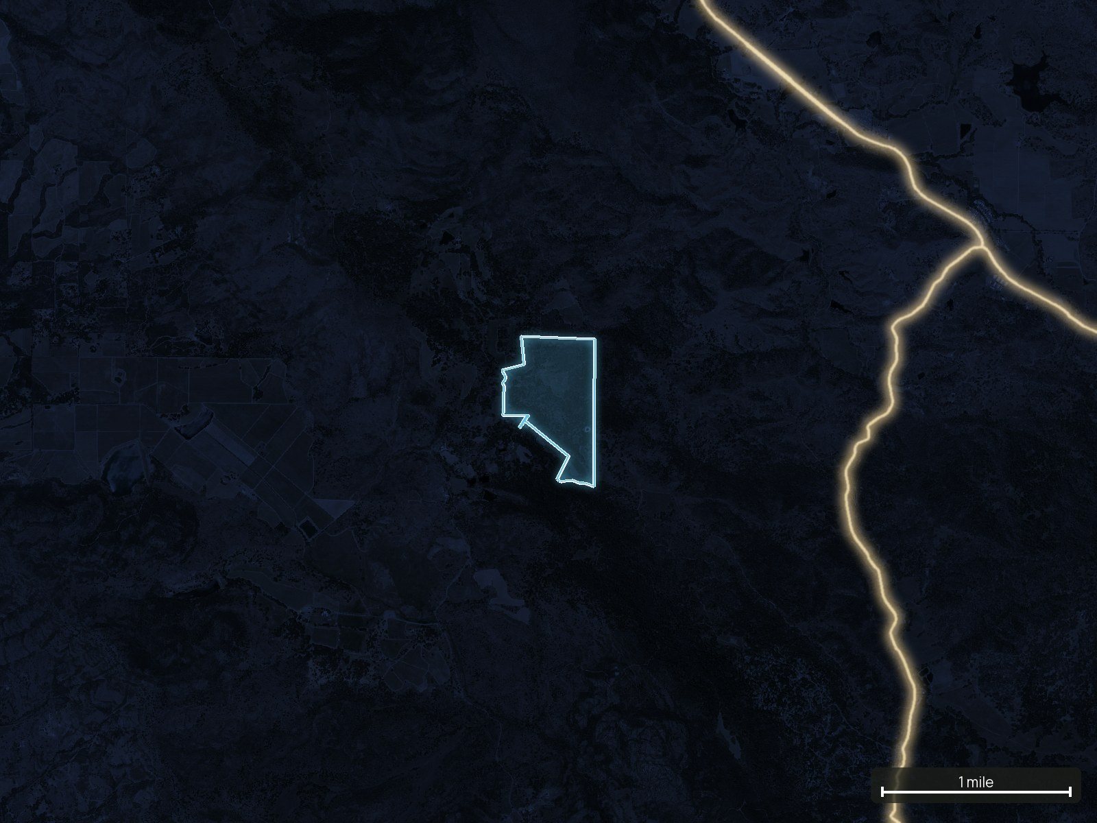Roads at night of a California land parcel