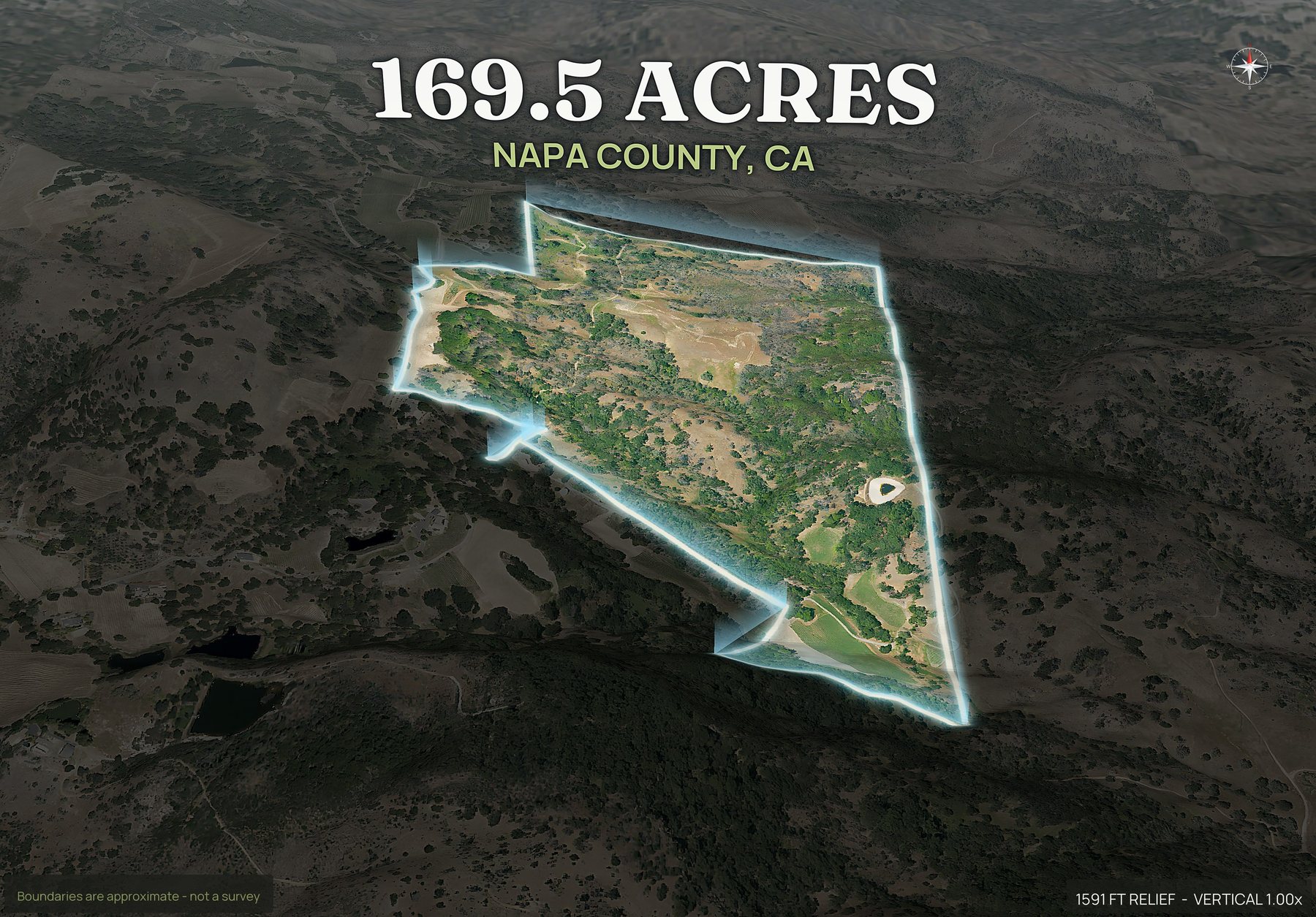 Spotlight, south of a California land parcel