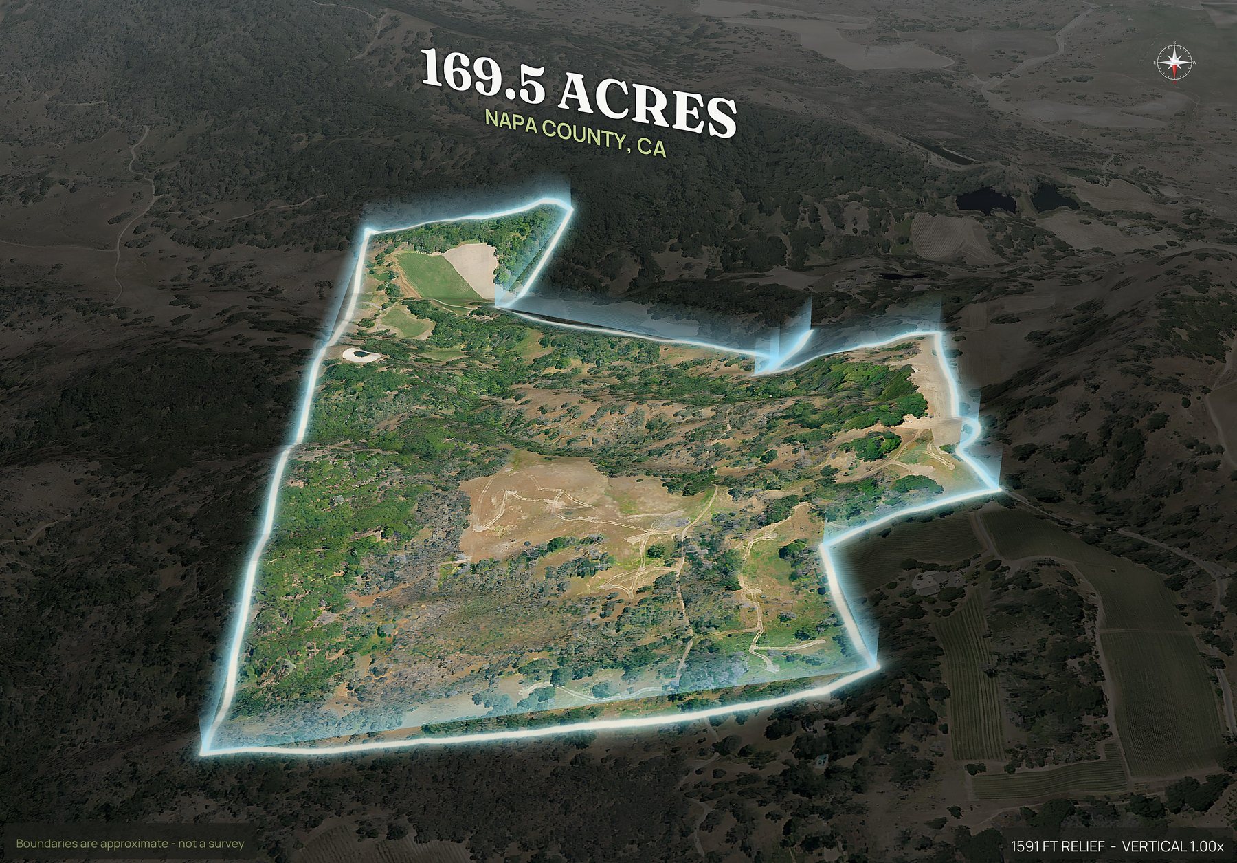 Spotlight, north of a California land parcel