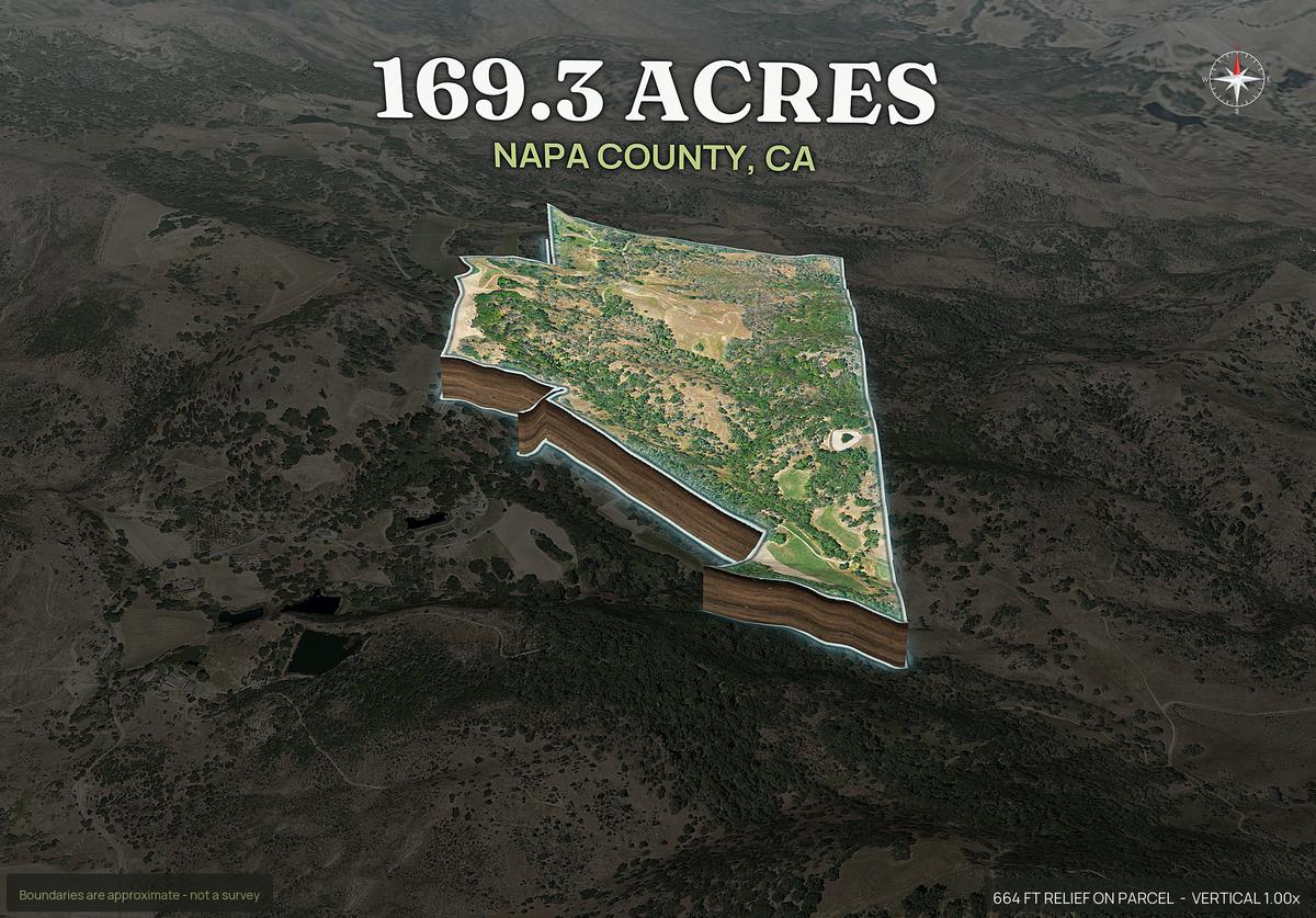 Pop-out of a California land parcel lifted out of the ground with dirt walls