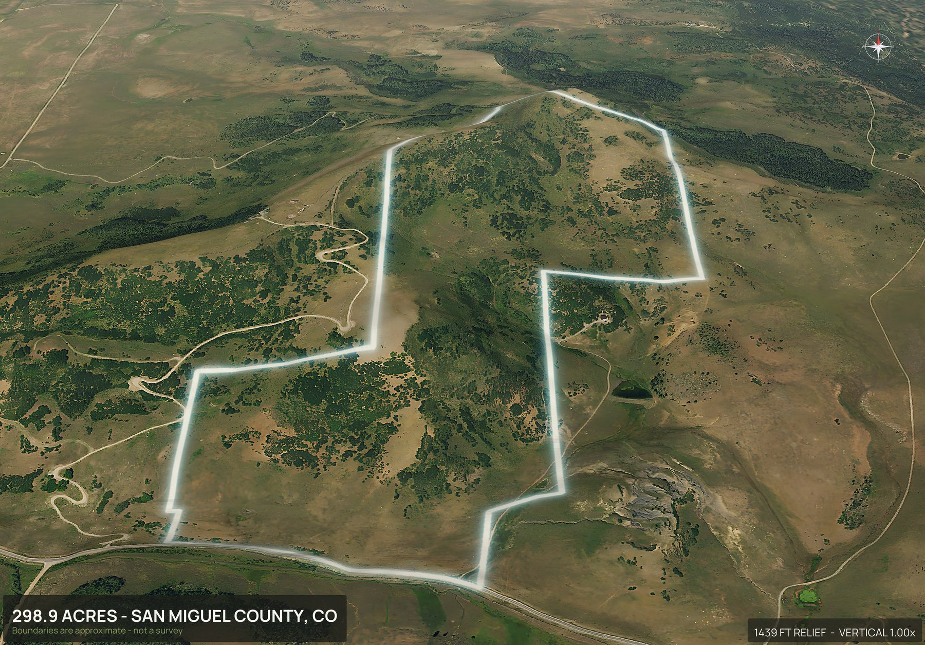 3D from the south of a Colorado land parcel