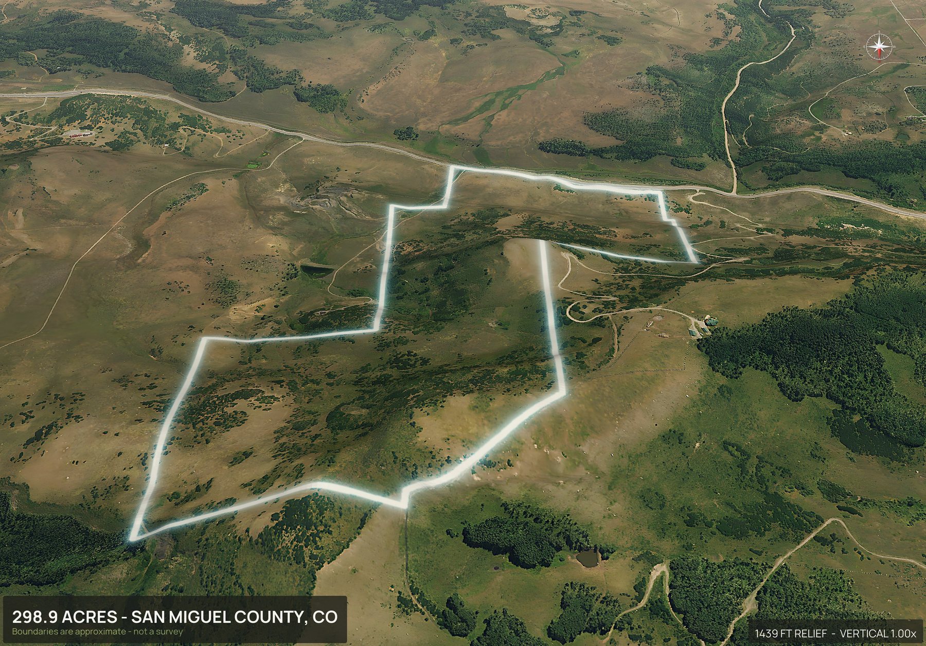 3D from the north of a Colorado land parcel