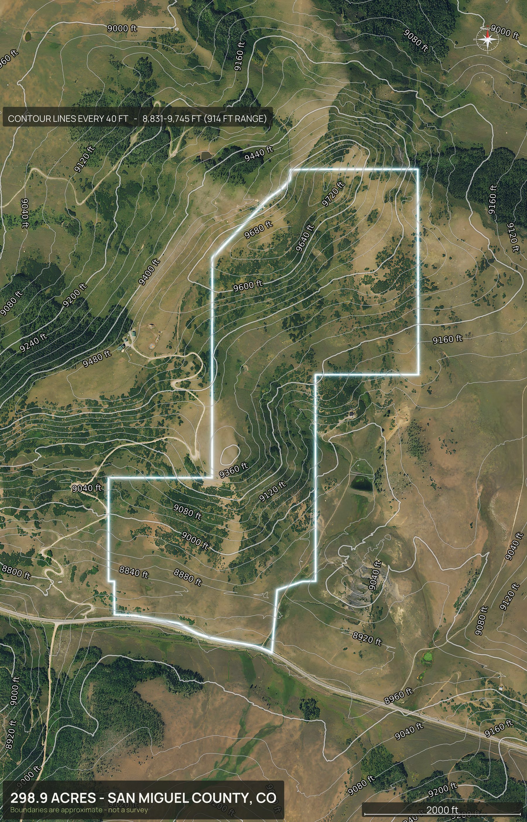 Contour map of a Colorado land parcel