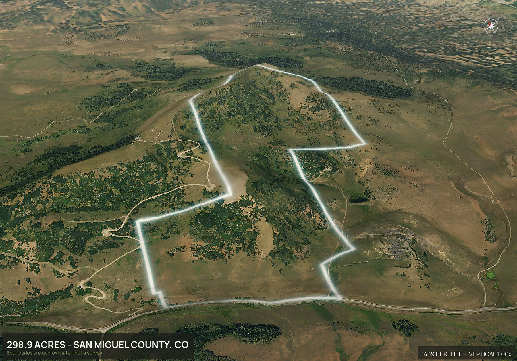 Road frontage of a Colorado land parcel
