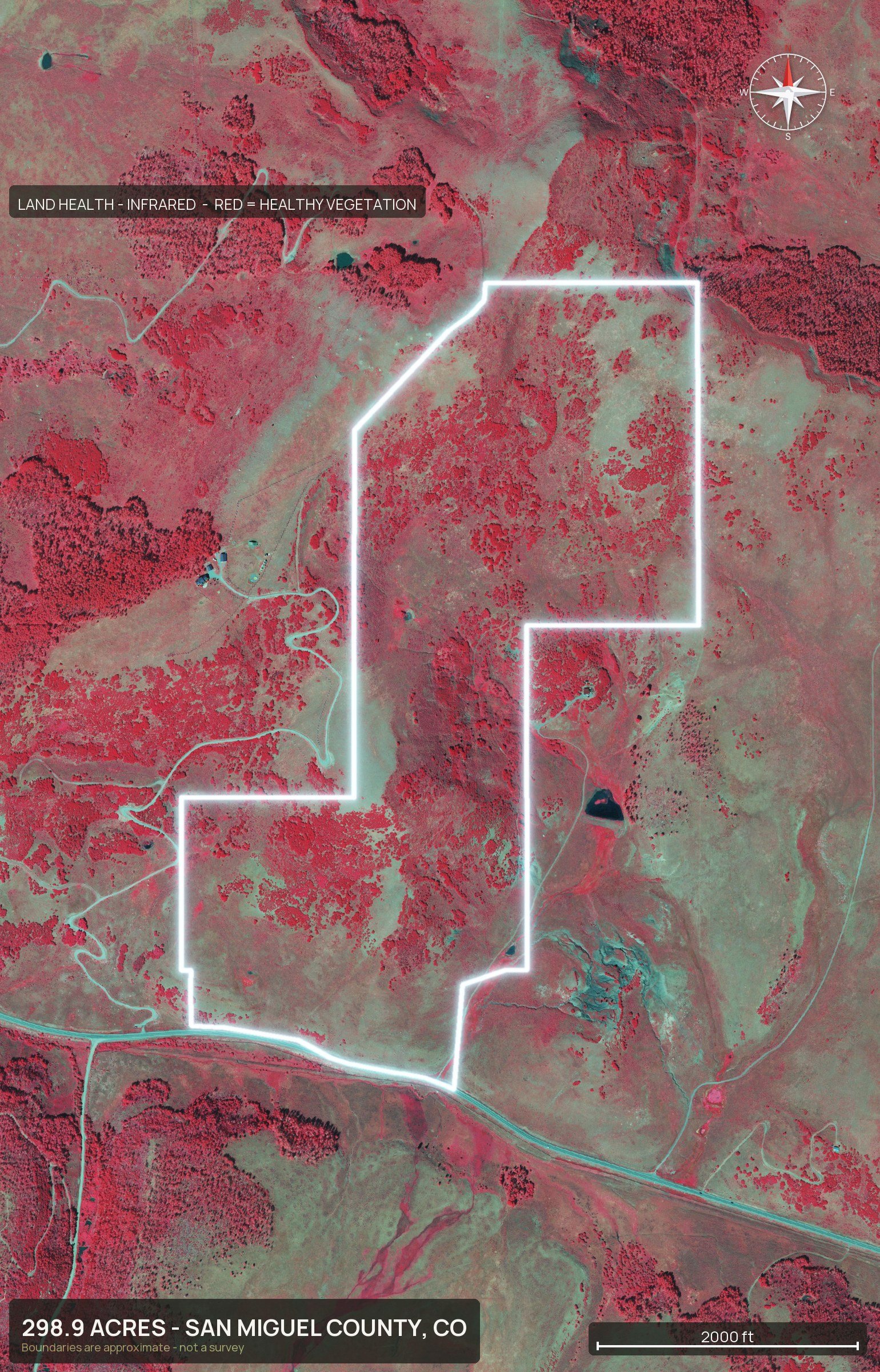 Land health, infrared of a Colorado land parcel
