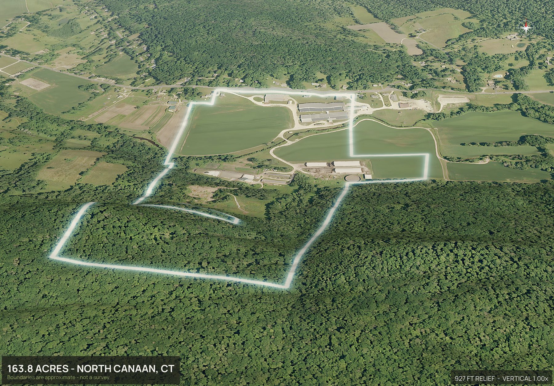 3D from the south of a Connecticut land parcel