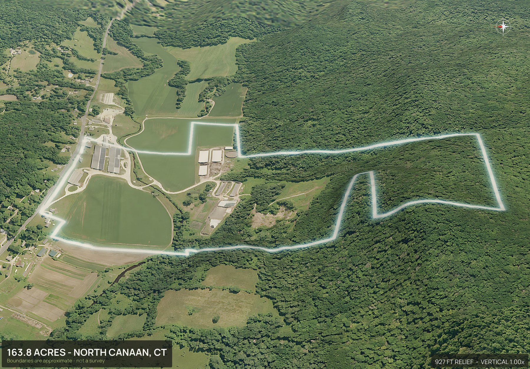 3D from the west of a Connecticut land parcel