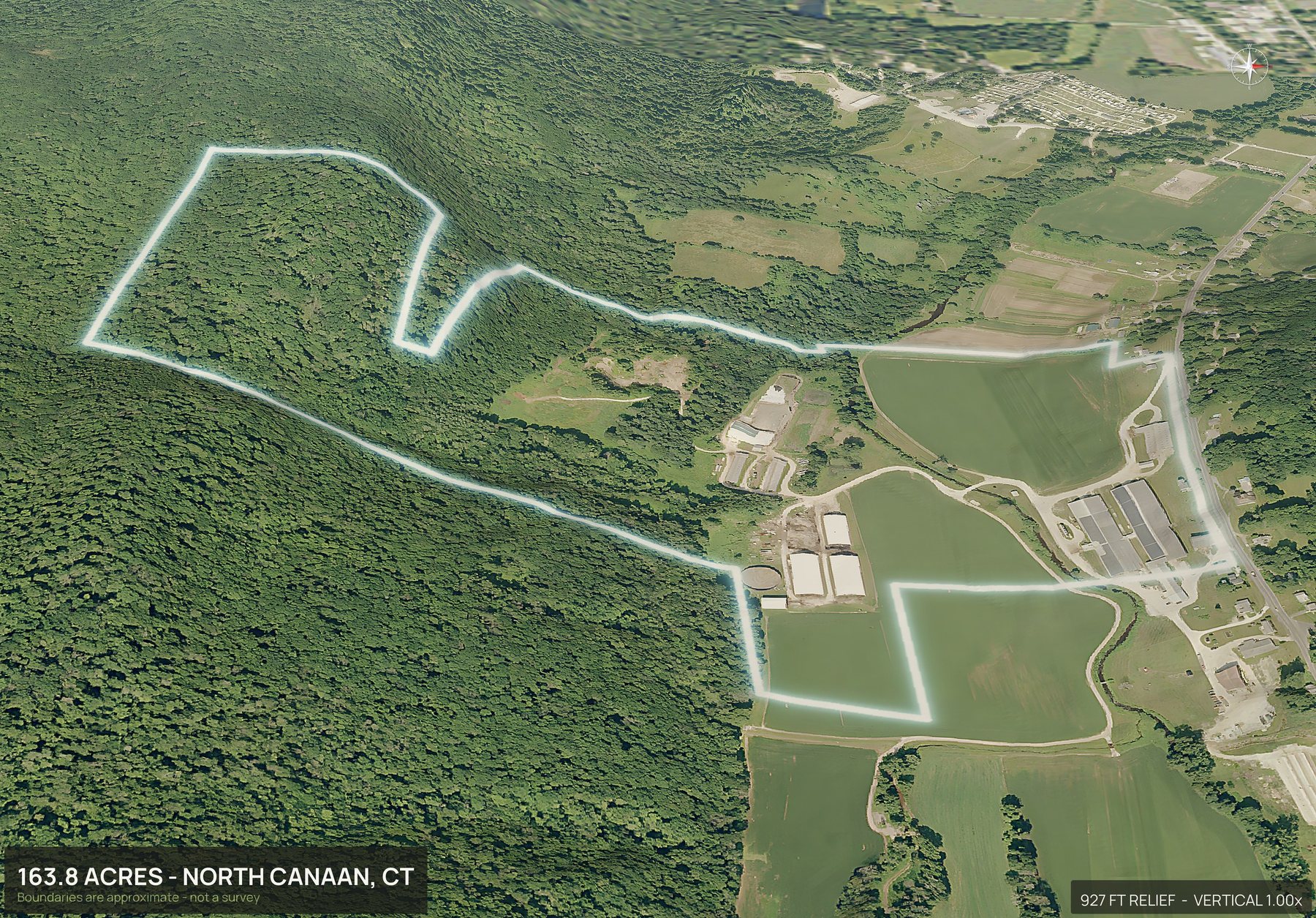 3D from the east of a Connecticut land parcel