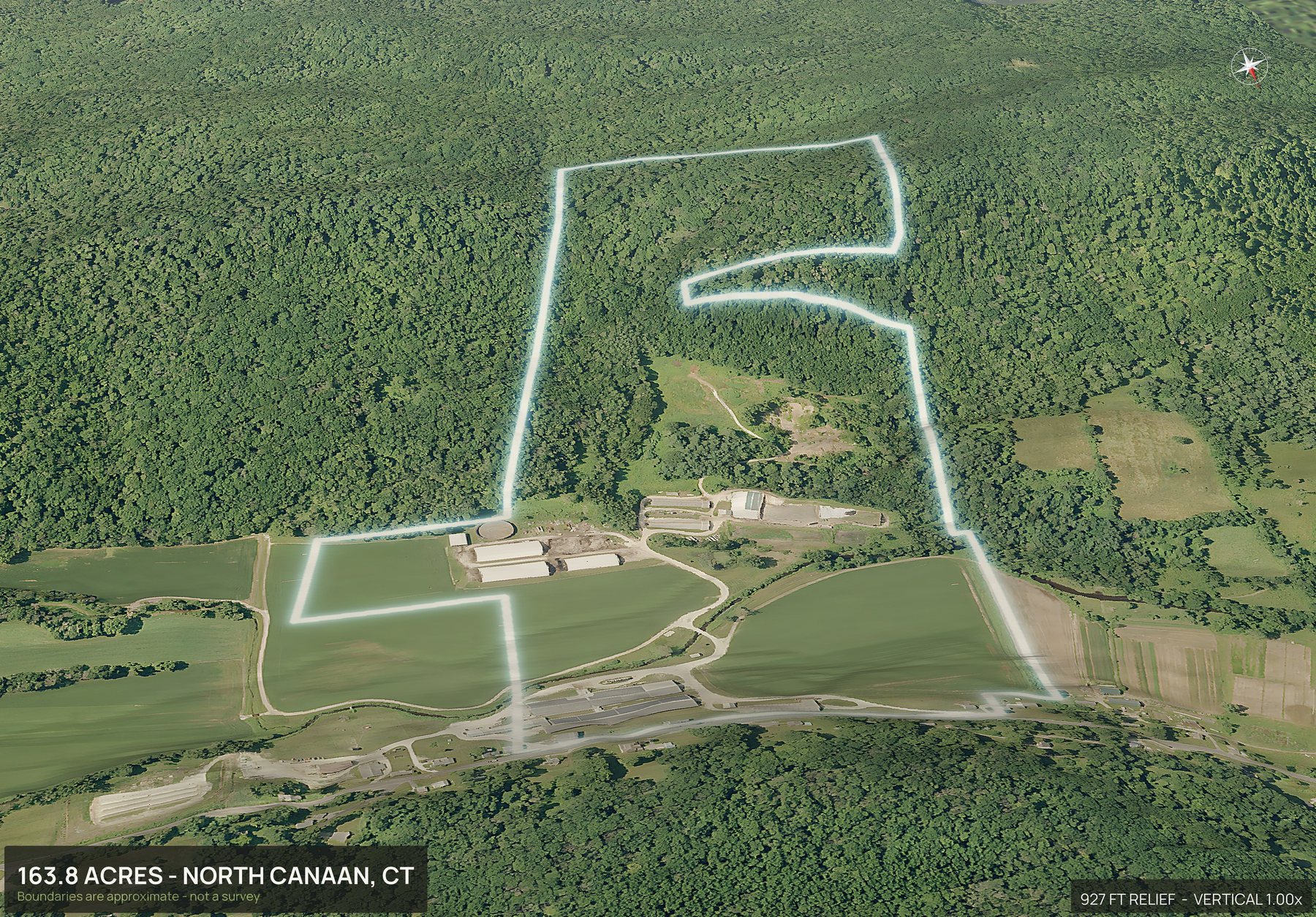 Road frontage of a Connecticut land parcel