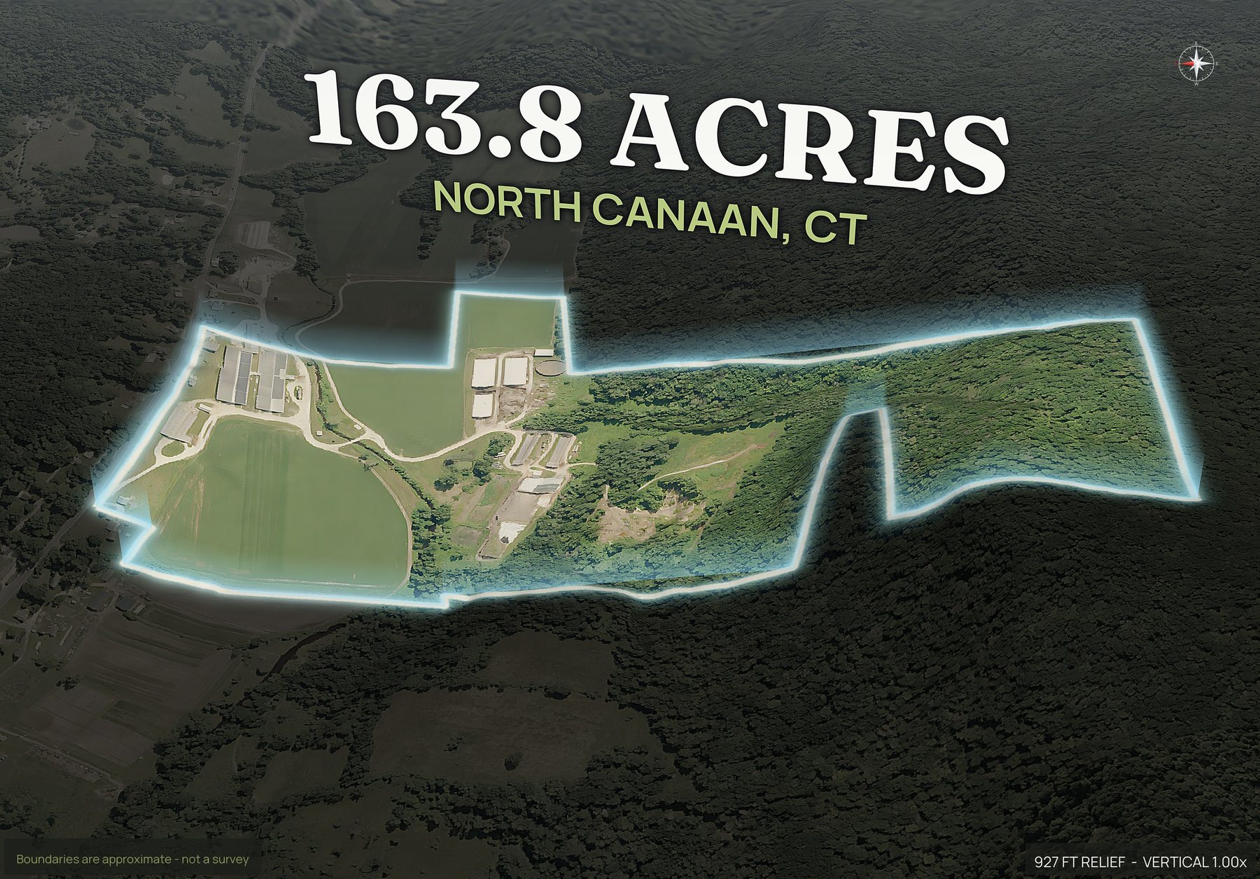 Spotlight, west of a Connecticut land parcel