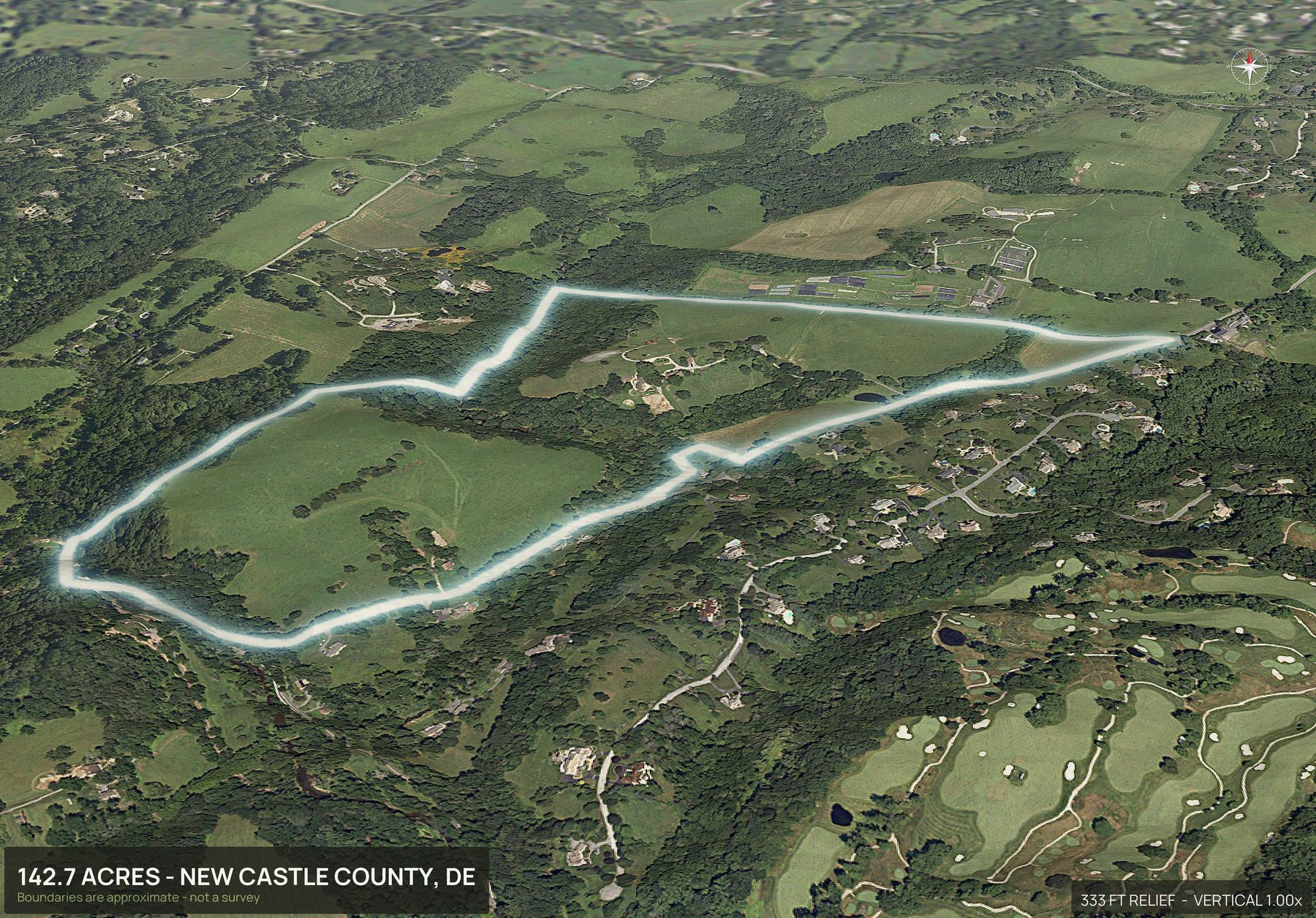 3D from the south of a Delaware land parcel
