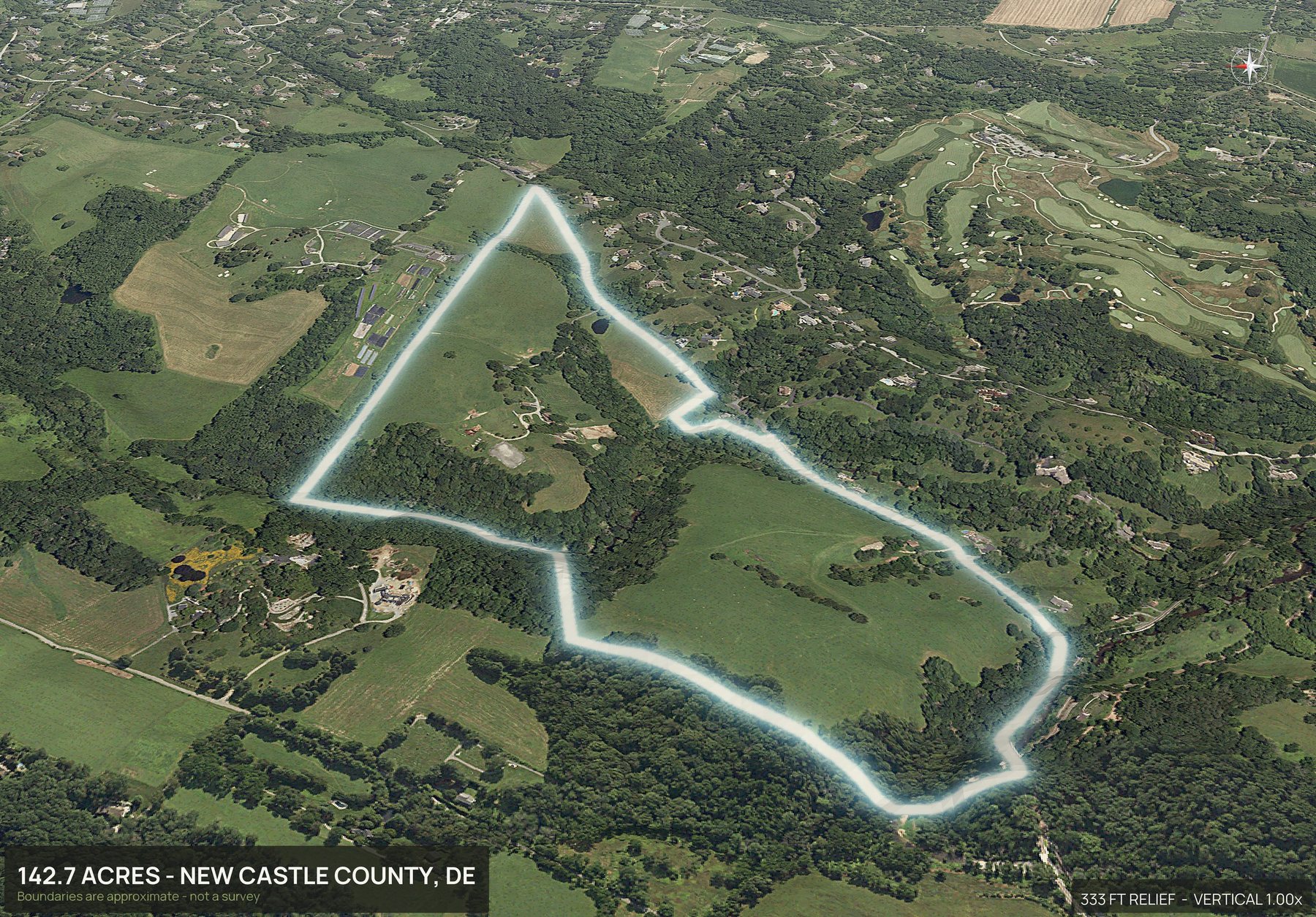 3D from the west of a Delaware land parcel