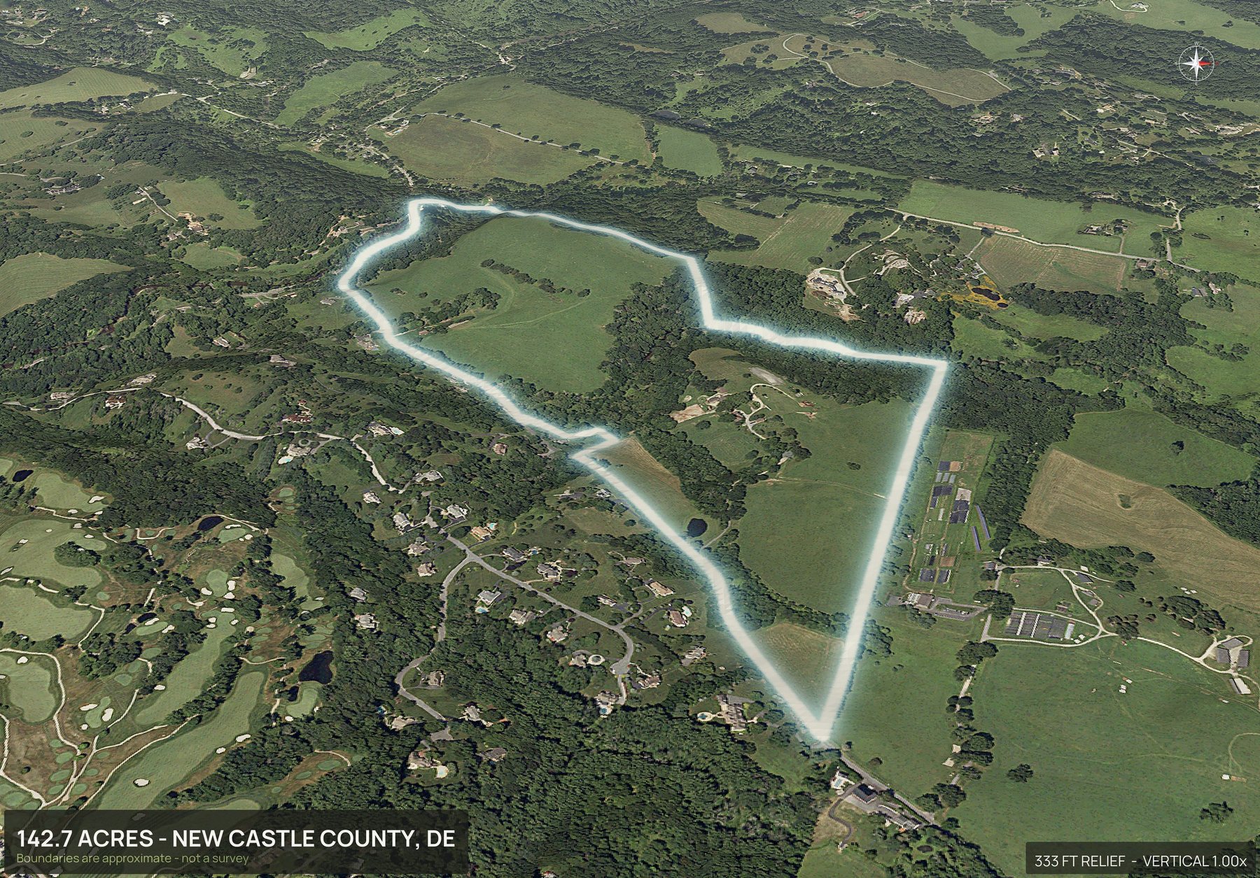 3D from the east of a Delaware land parcel