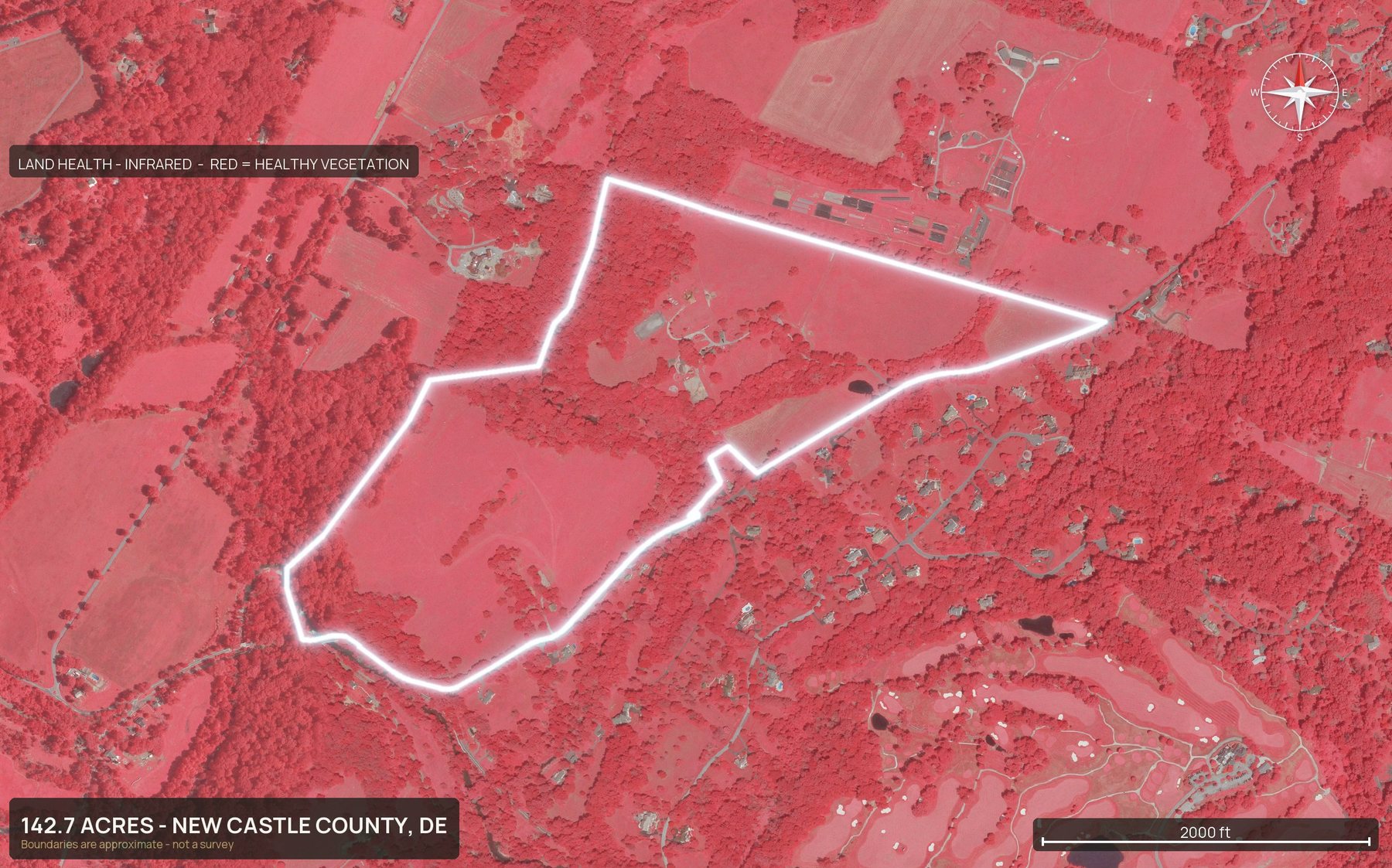 Land health, infrared of a Delaware land parcel