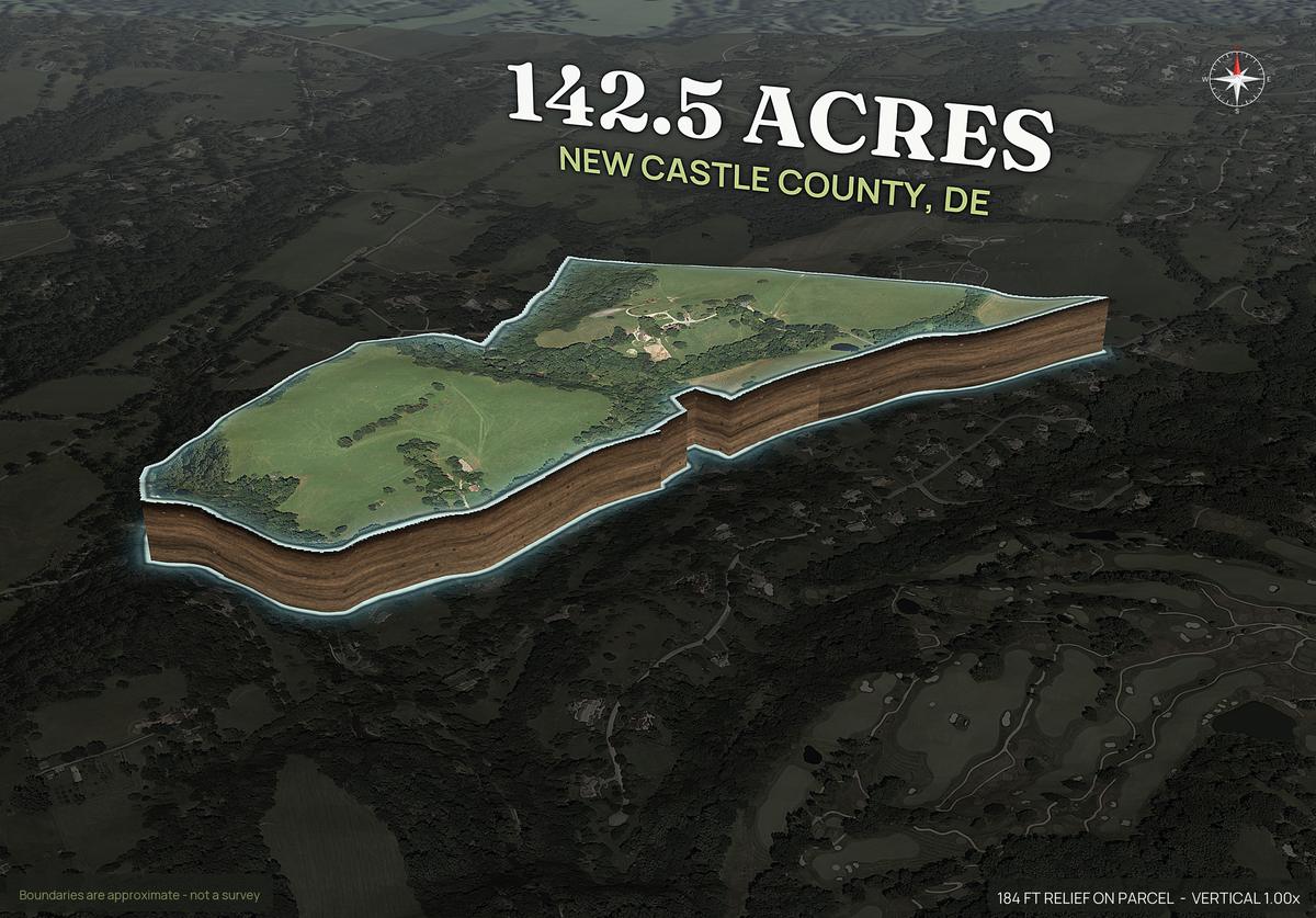 Pop-out of a Delaware land parcel lifted out of the ground with dirt walls