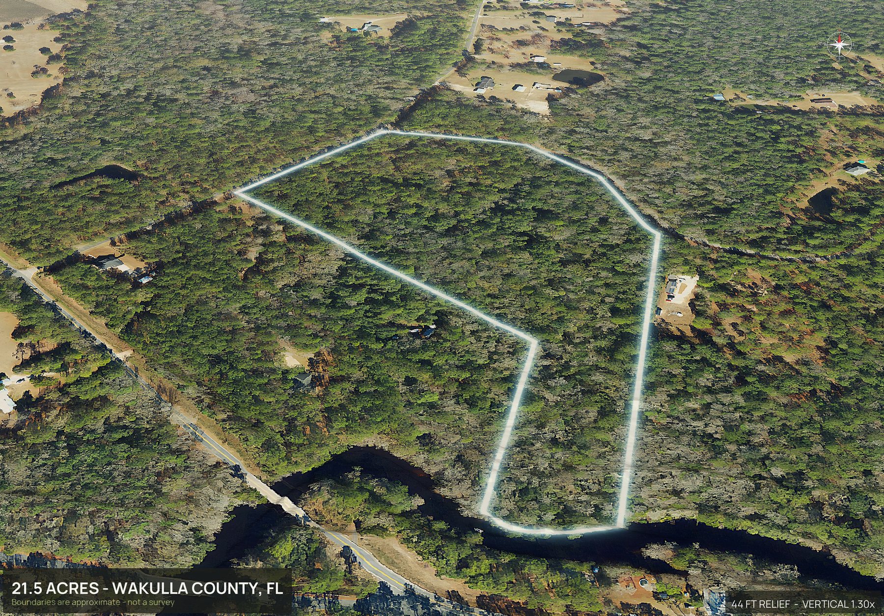 3D from the south of a Florida land parcel