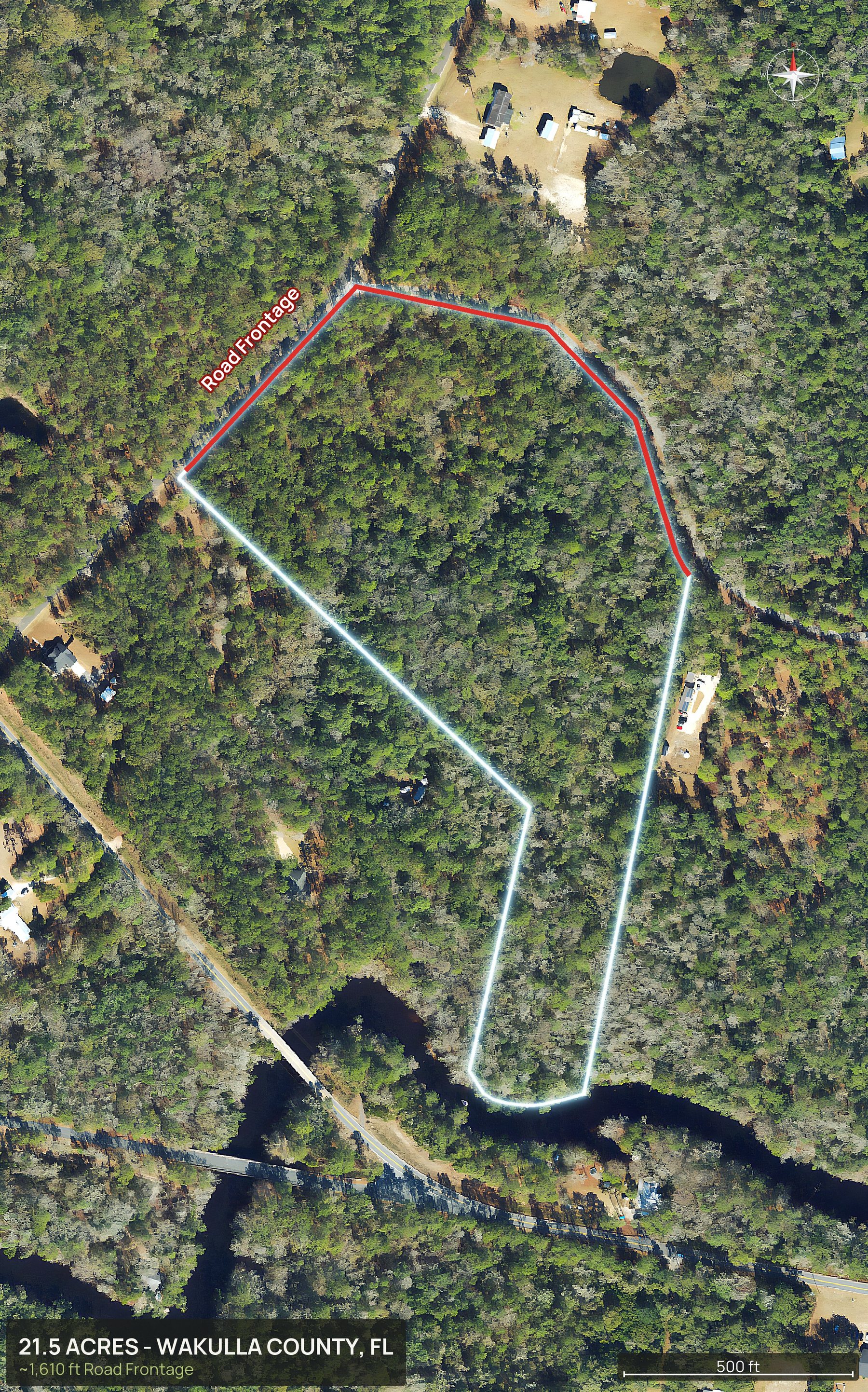 Access and frontage marked of a Florida land parcel