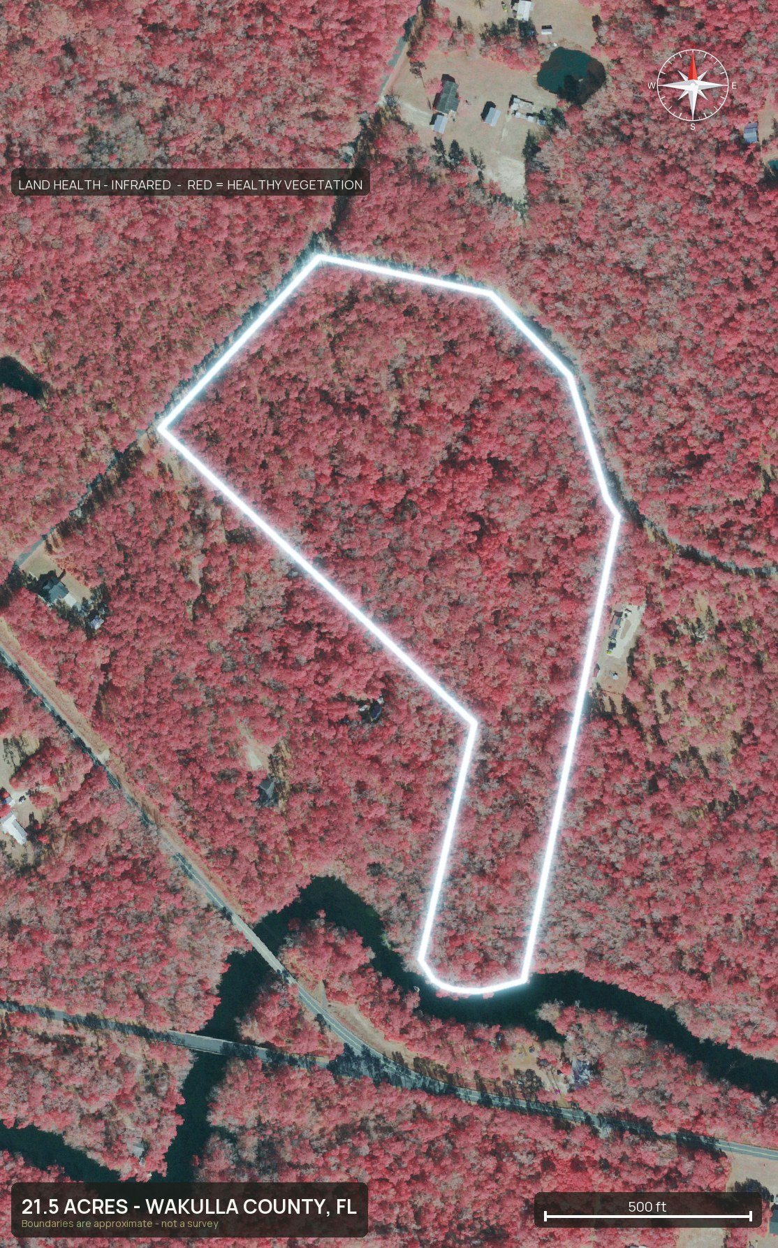 Land health, infrared of a Florida land parcel