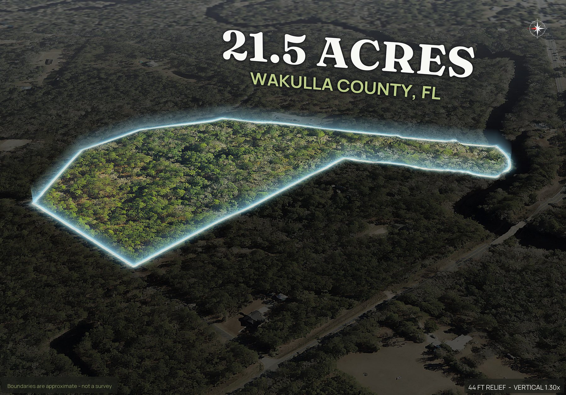 Spotlight, west of a Florida land parcel